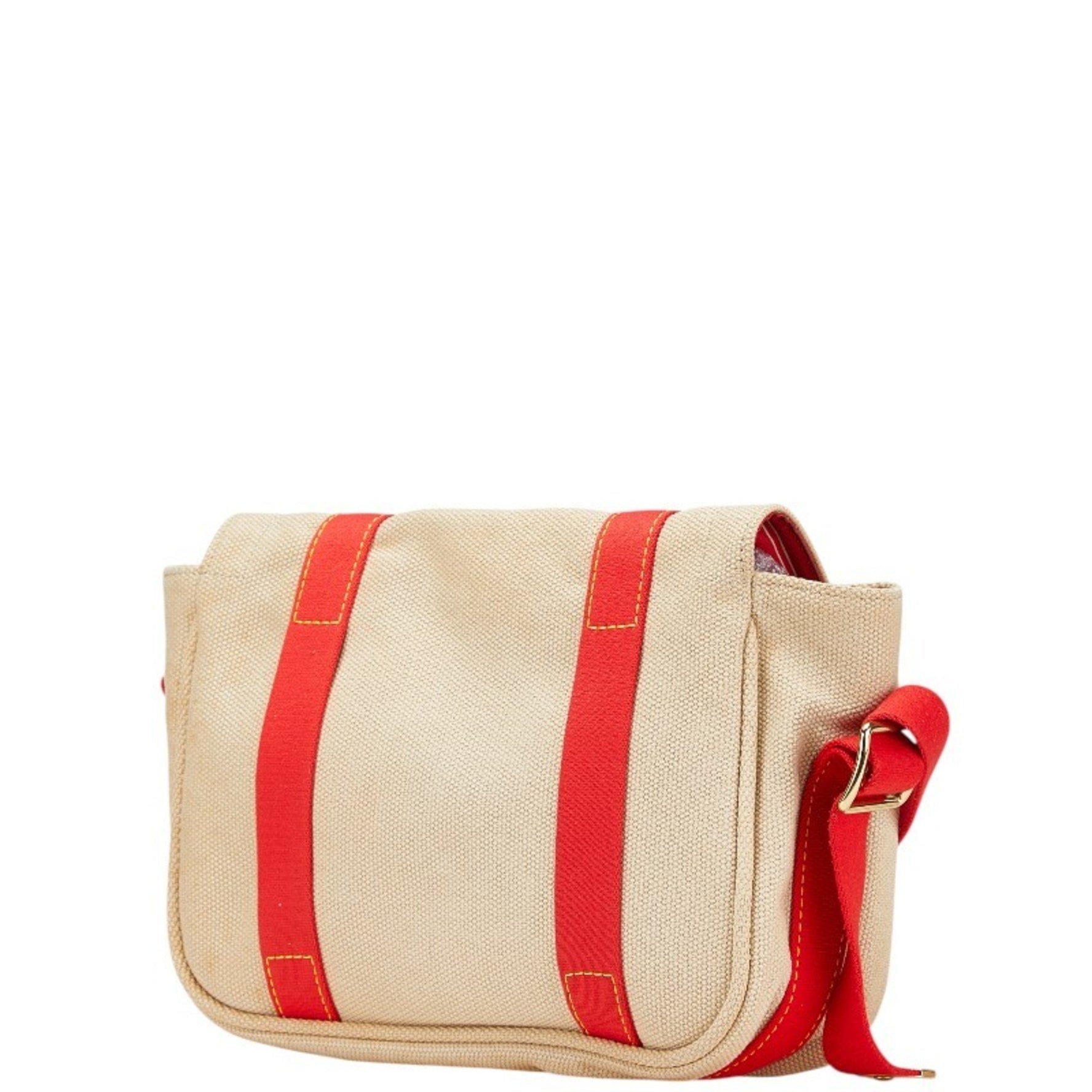 Louis Vuitton Antigua Buzas PM Shoulder Bag Beige Red Canvas Leather
