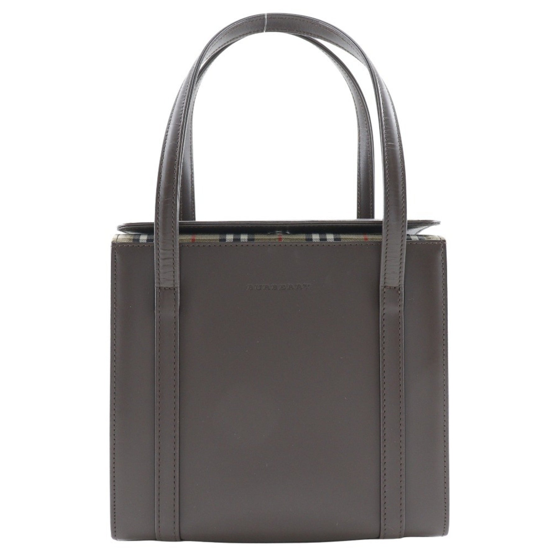 Burberry Box Handbag Nova Check Calf Type Ladies
