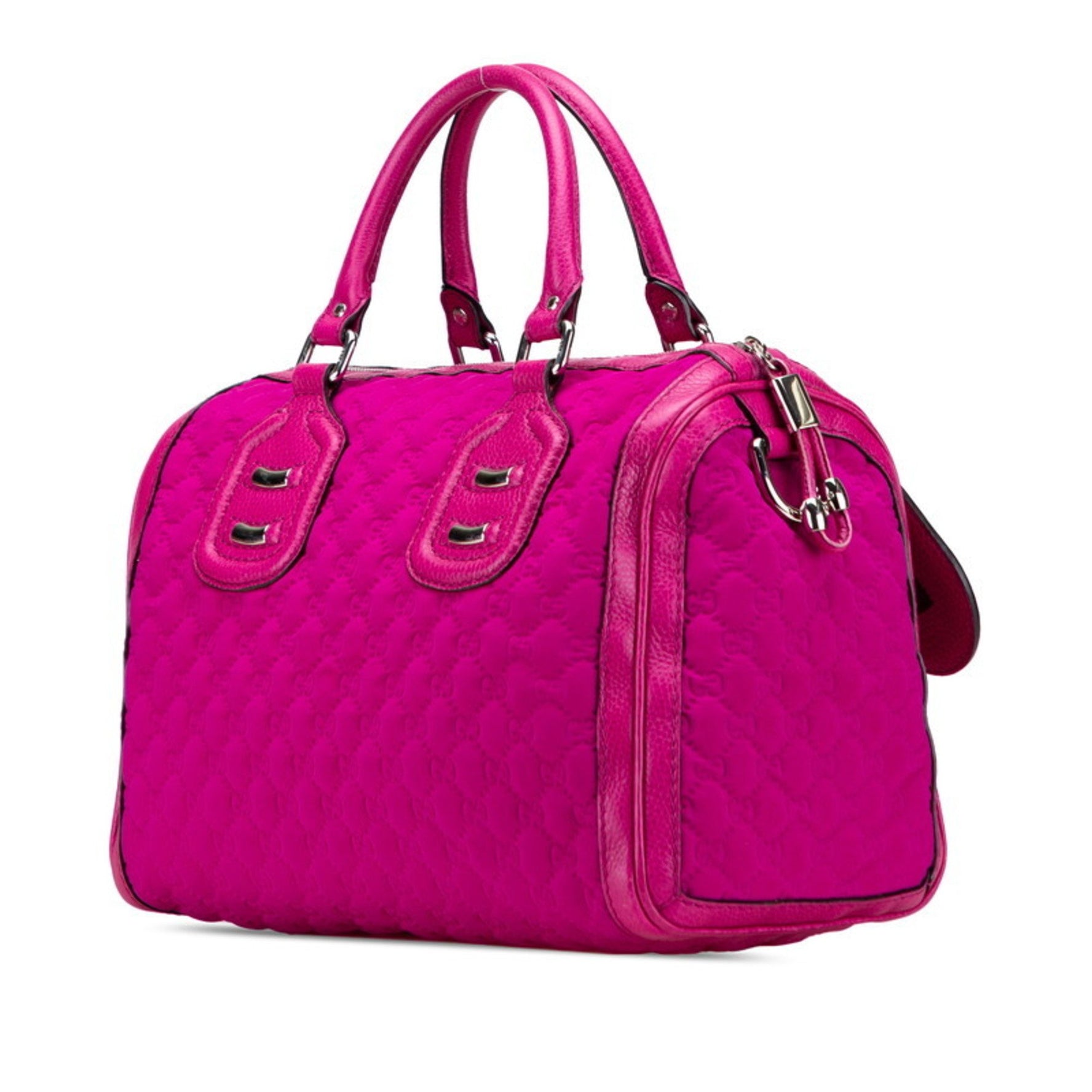 Gucci GG Neoprene Boston Bag Purple Pink Nylon Leather