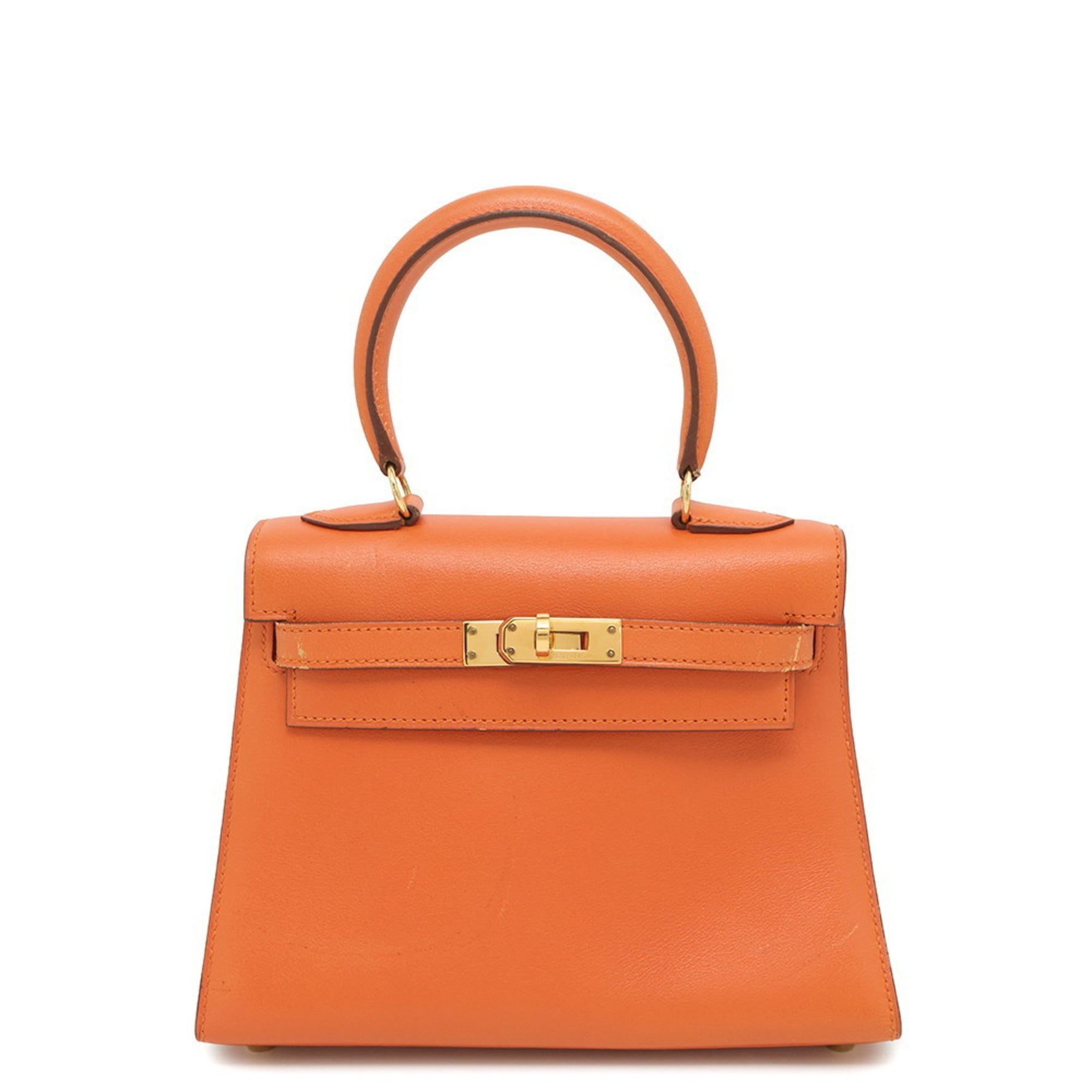 Hermes handbag Mini Kelly 20, outer stitching, orange, Gulliver, 〇Y stamp, shoulder