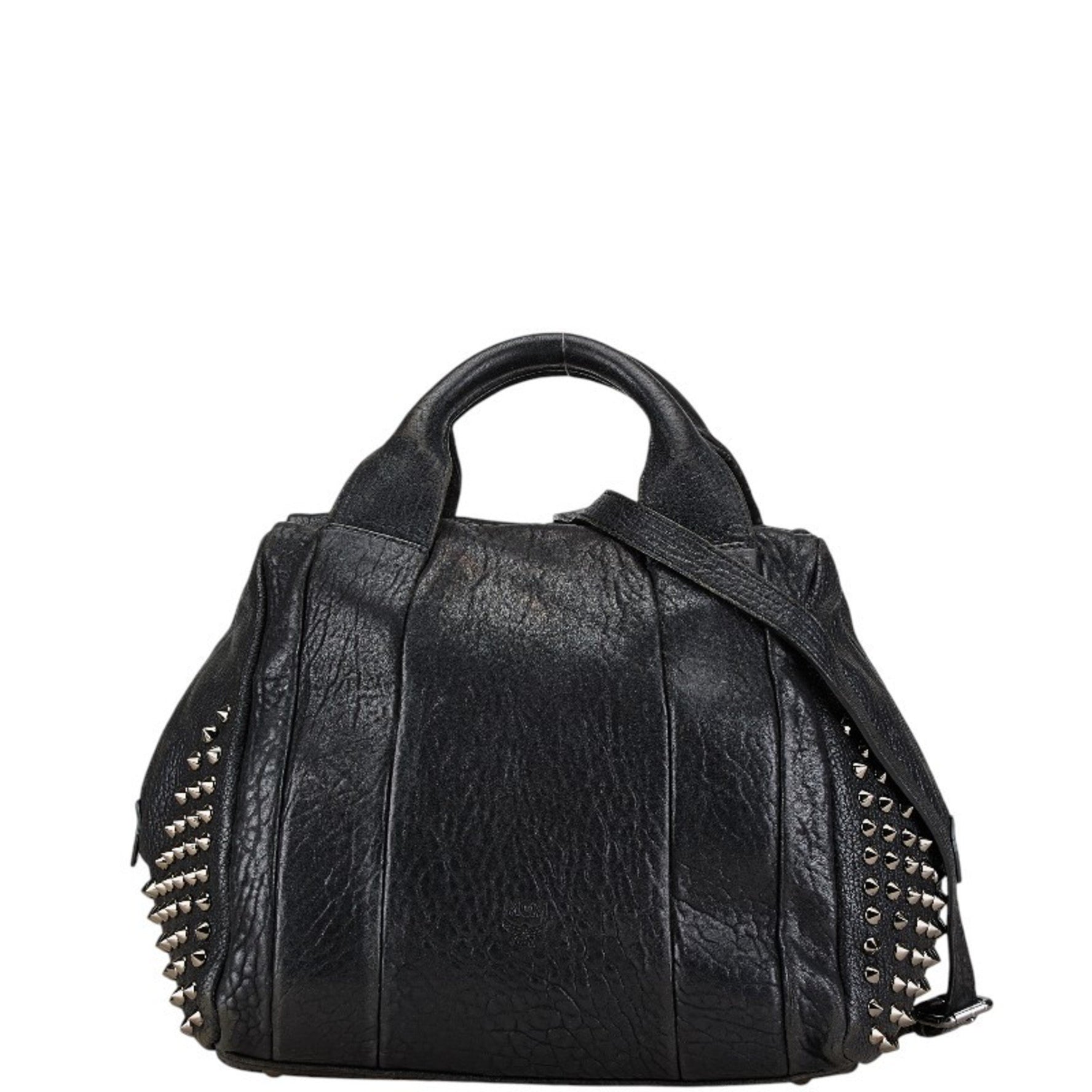 MCM Studded Handbag Shoulder Bag Leather