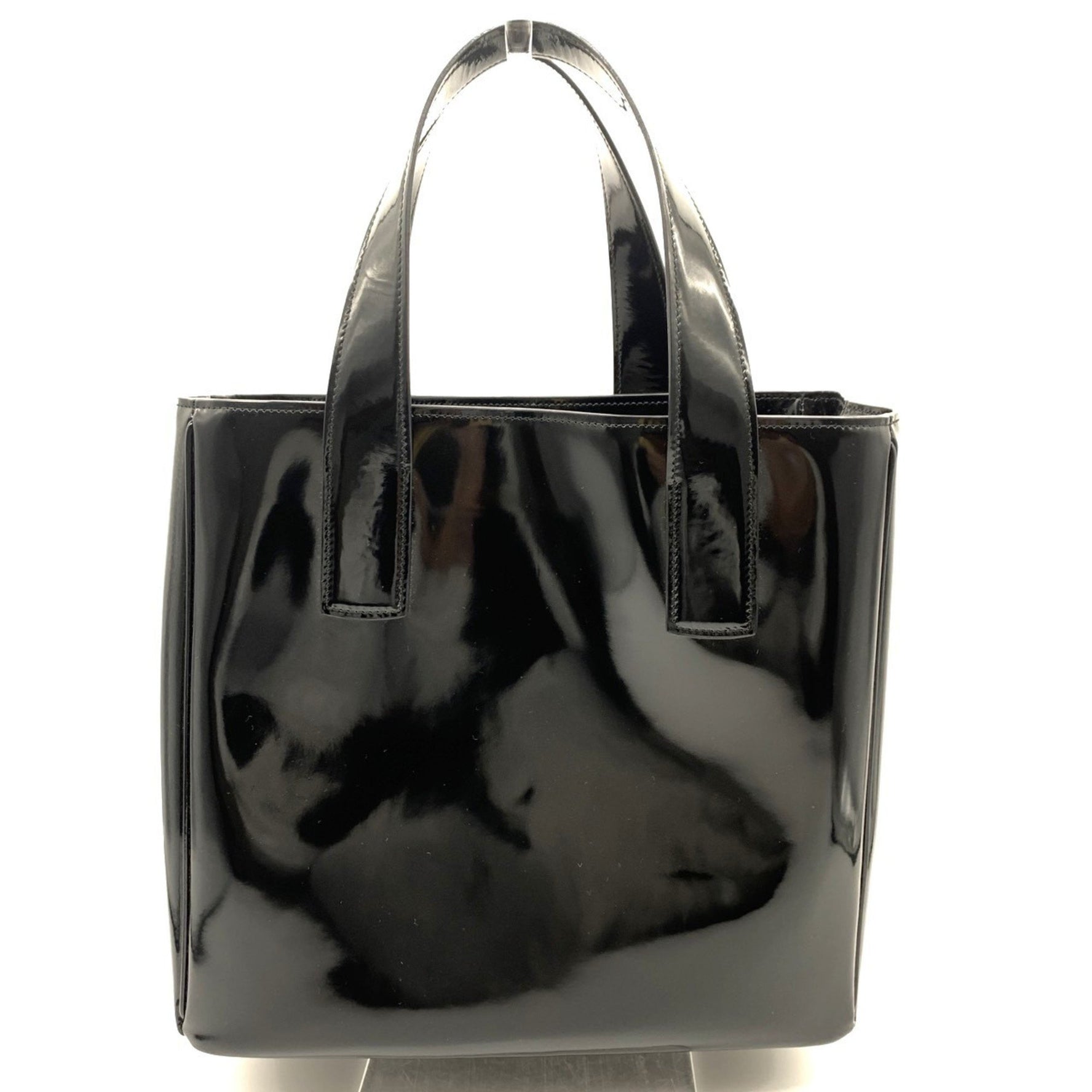 Prada Enamel Triangle Tote Bag BN2494 Black PRADA