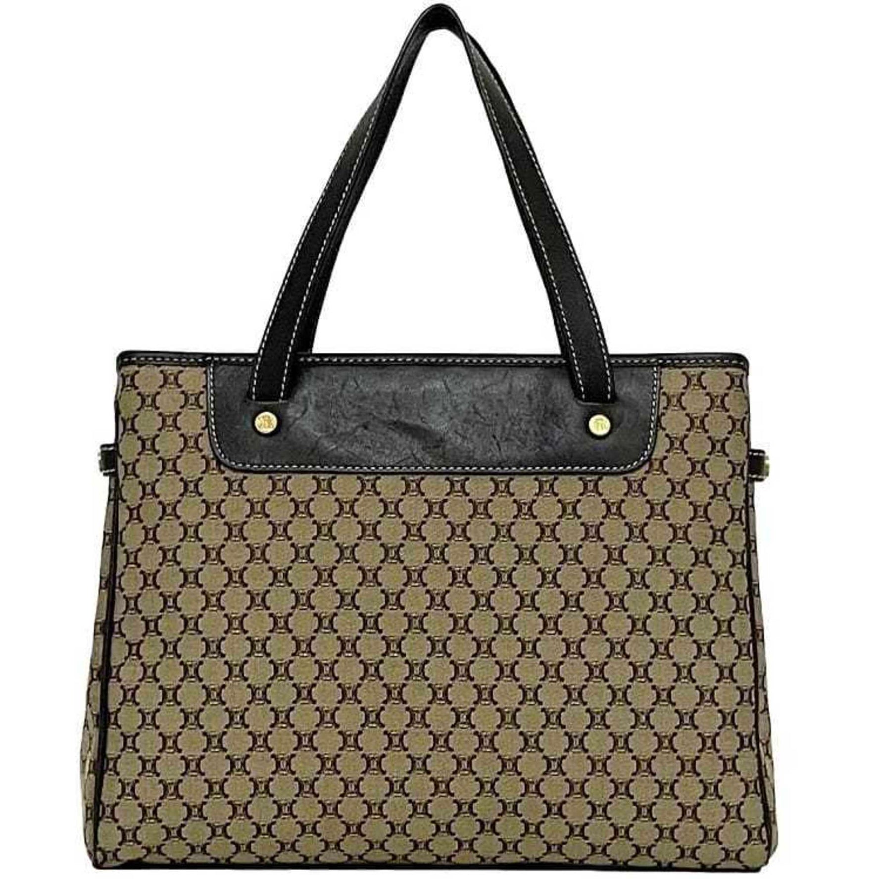 Celine handbag beige brown macadam canvas leather YS 00/45 black micro bag