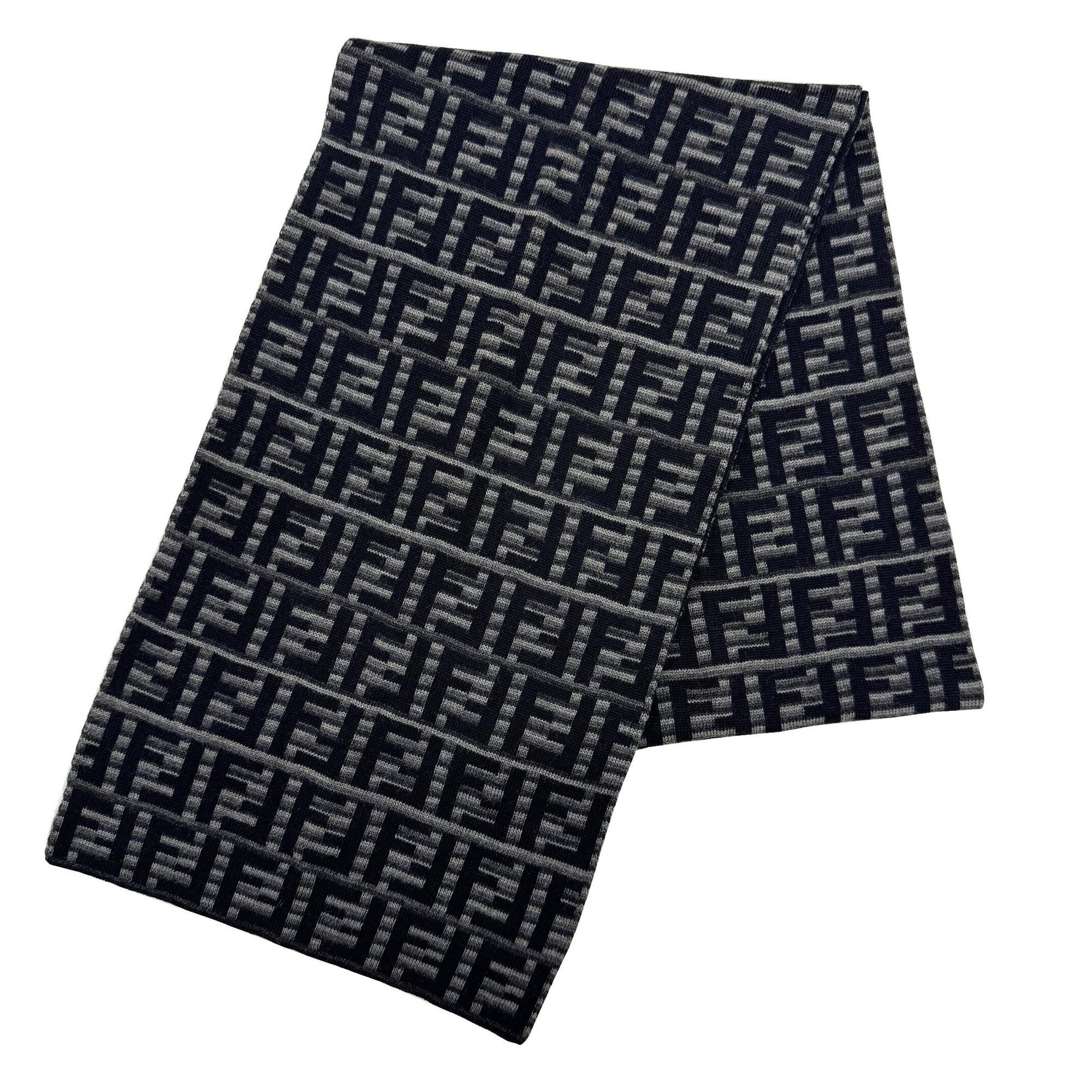 FENDI Zucca scarf/stole in grey and black wool women