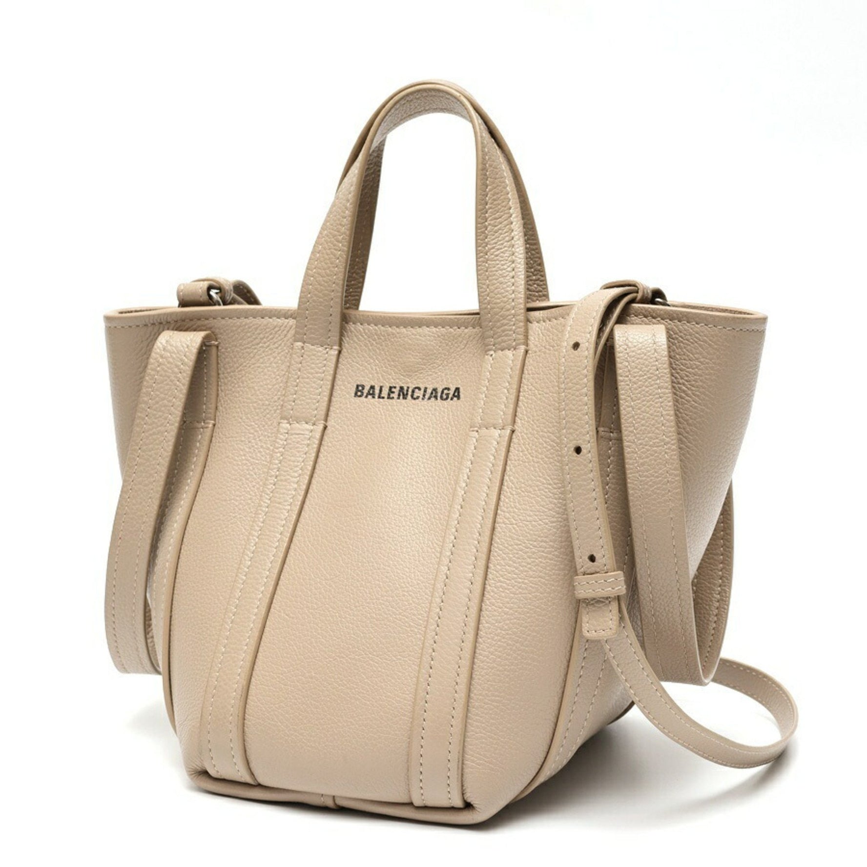 Balenciaga Everyday XS North South Shoulder Tote Bag Grained Calf Leather Greige