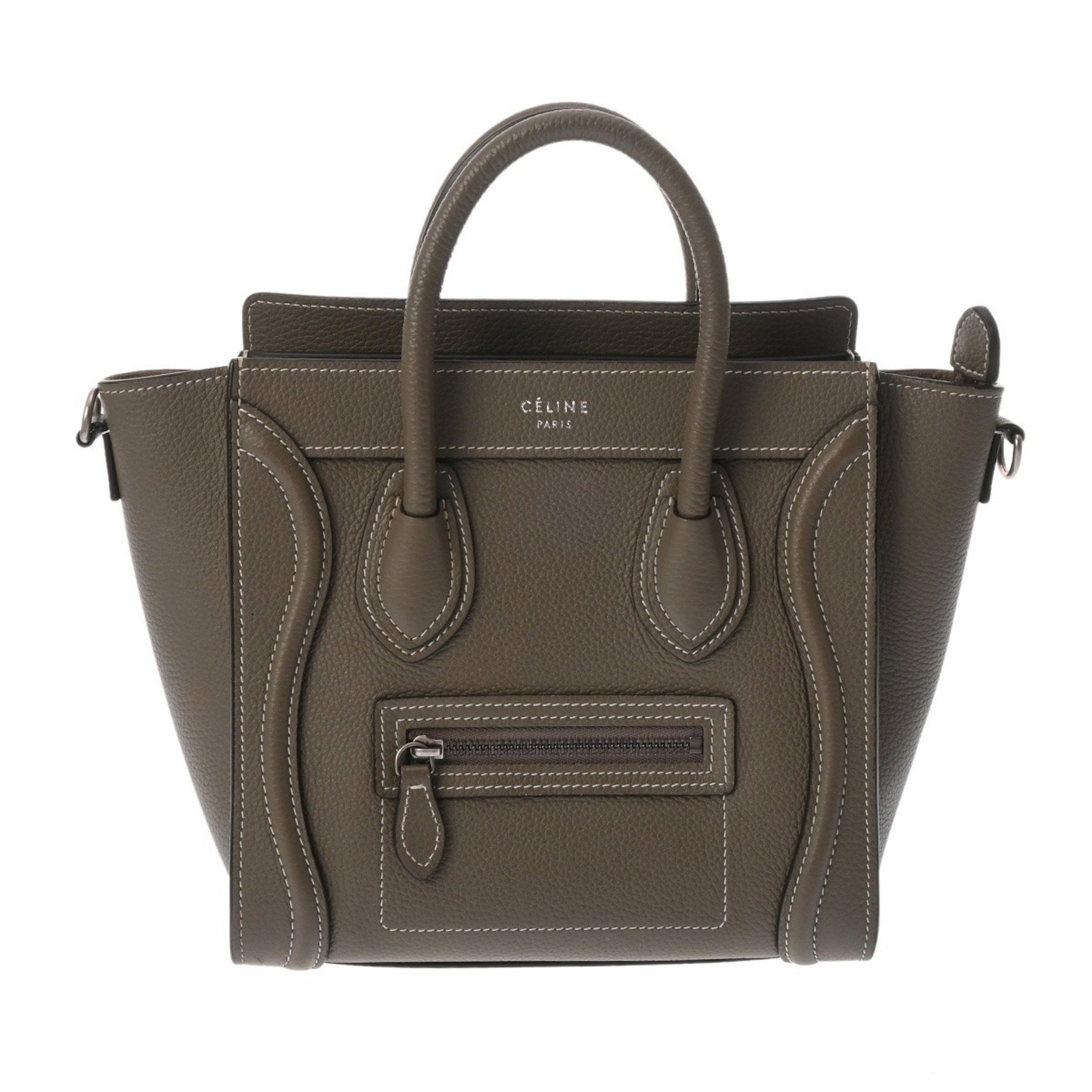 Pre-owned Celine Luggage Nano Shopper in Greige Calfskin, Condition: AB, from Ginzo