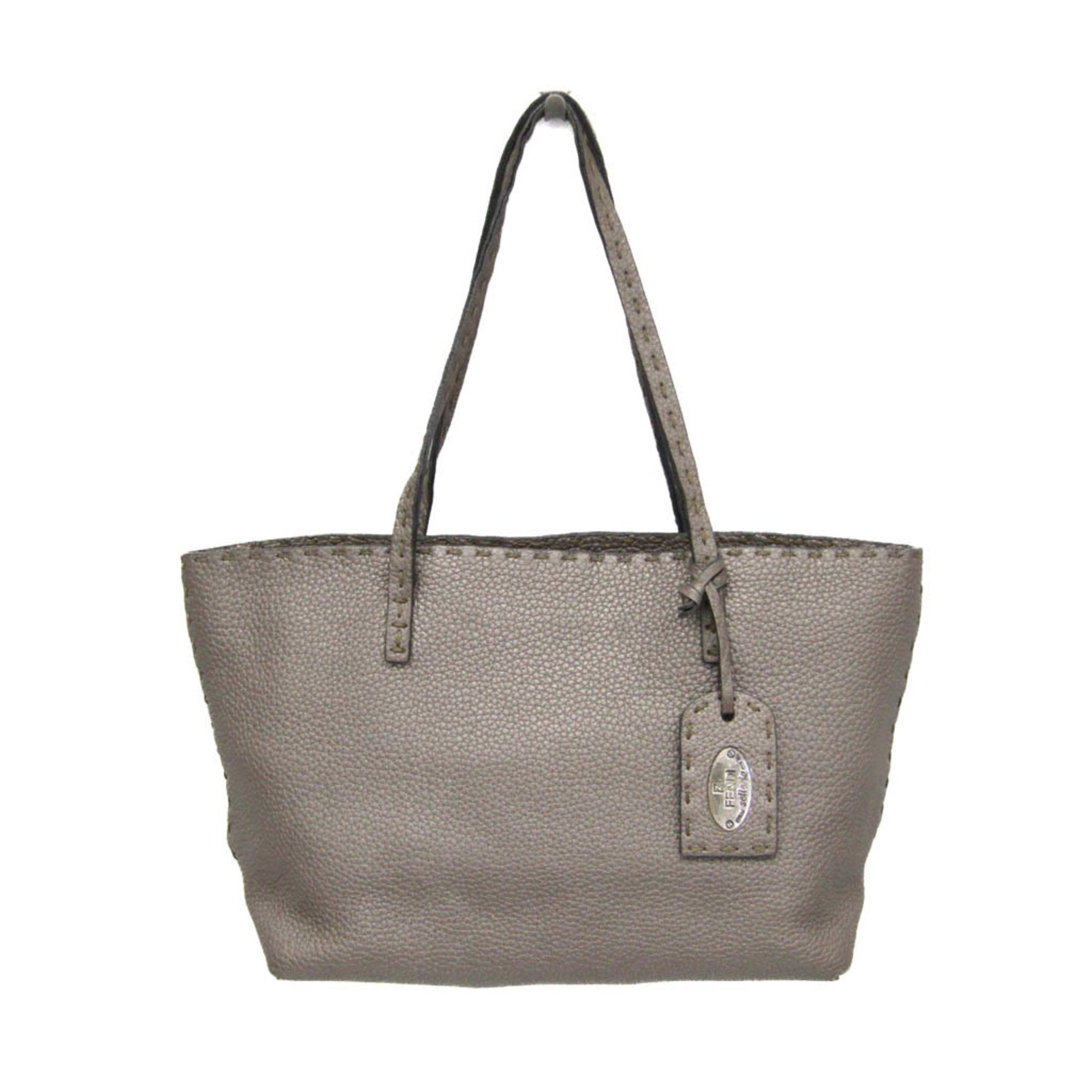 Fendi Selleria Leather Handbag Metallic Bronze