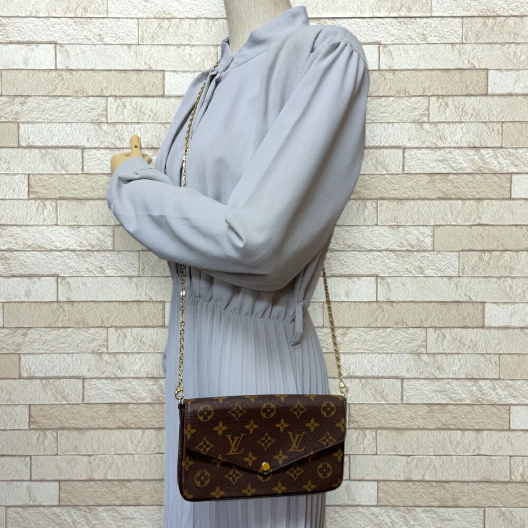 Louis Vuitton Pochette Felicie Monogram Shoulder Bag Canvas Chain