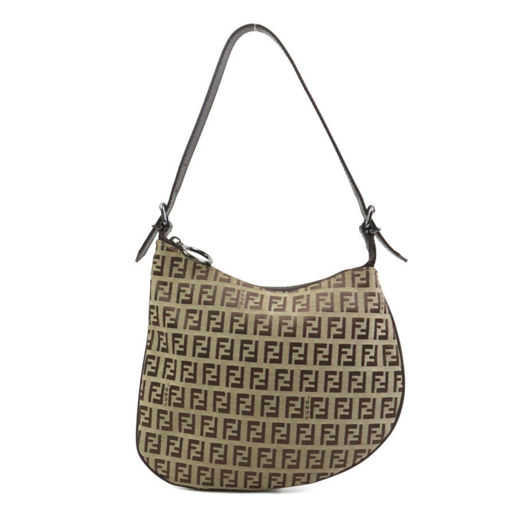 Fendi Zucchino Canvas and Leather Shoulder Bag