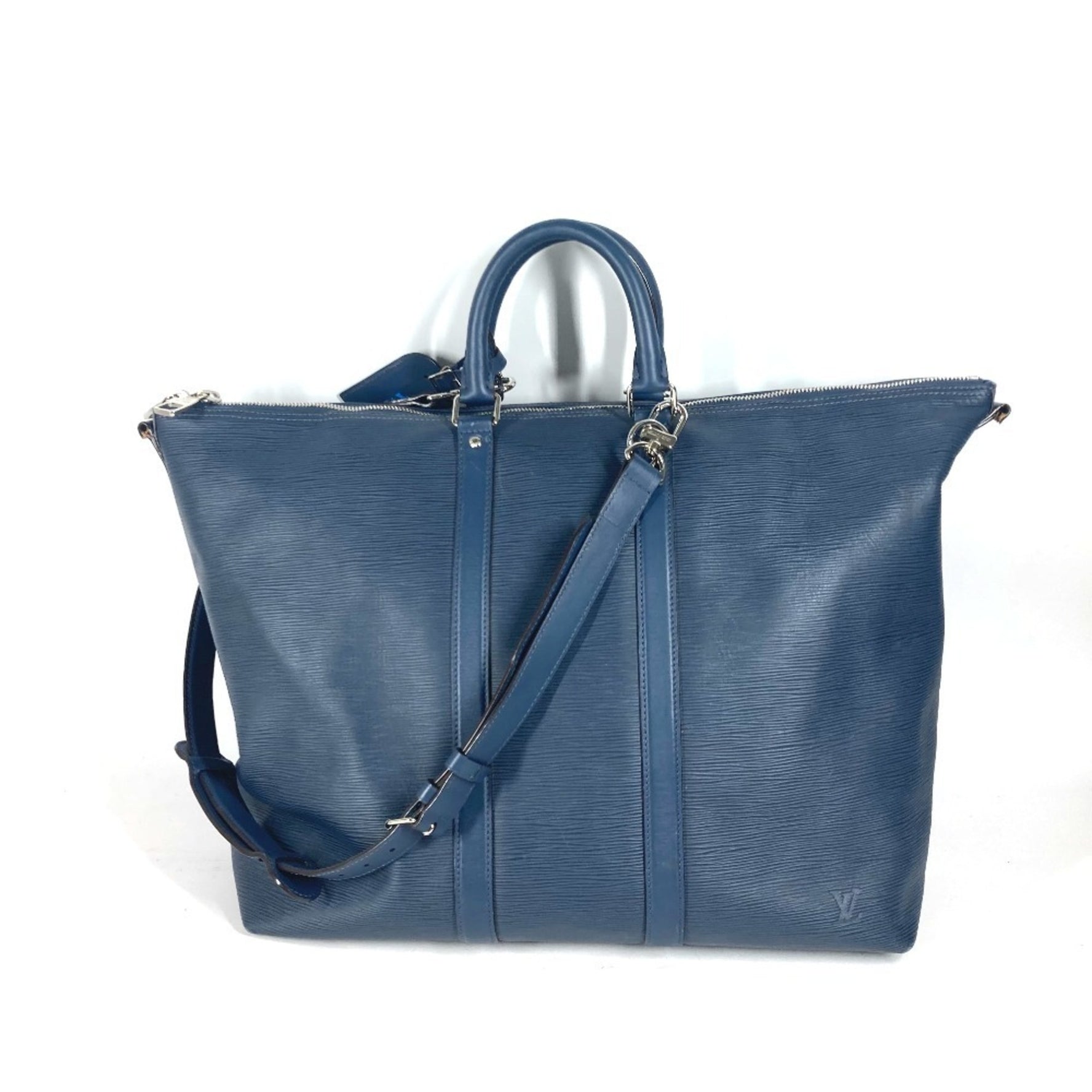 Louis Vuitton Epi Cabas Bandouliere Handbag Bag Shoulder Travel Boston Leather Men's Blue Marine