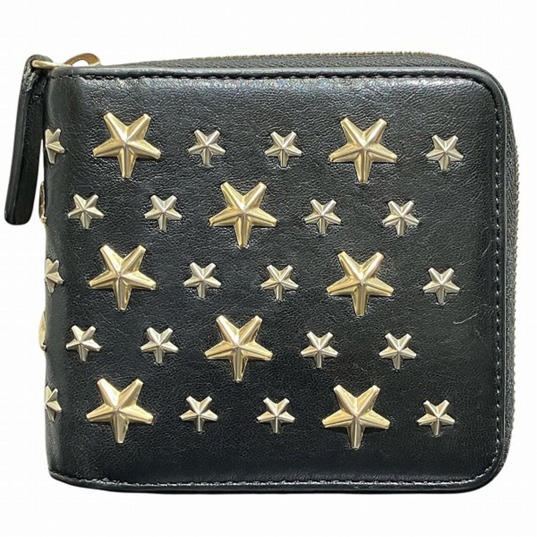 Jimmy Choo Star Studs Round Zip Bifold Wallet