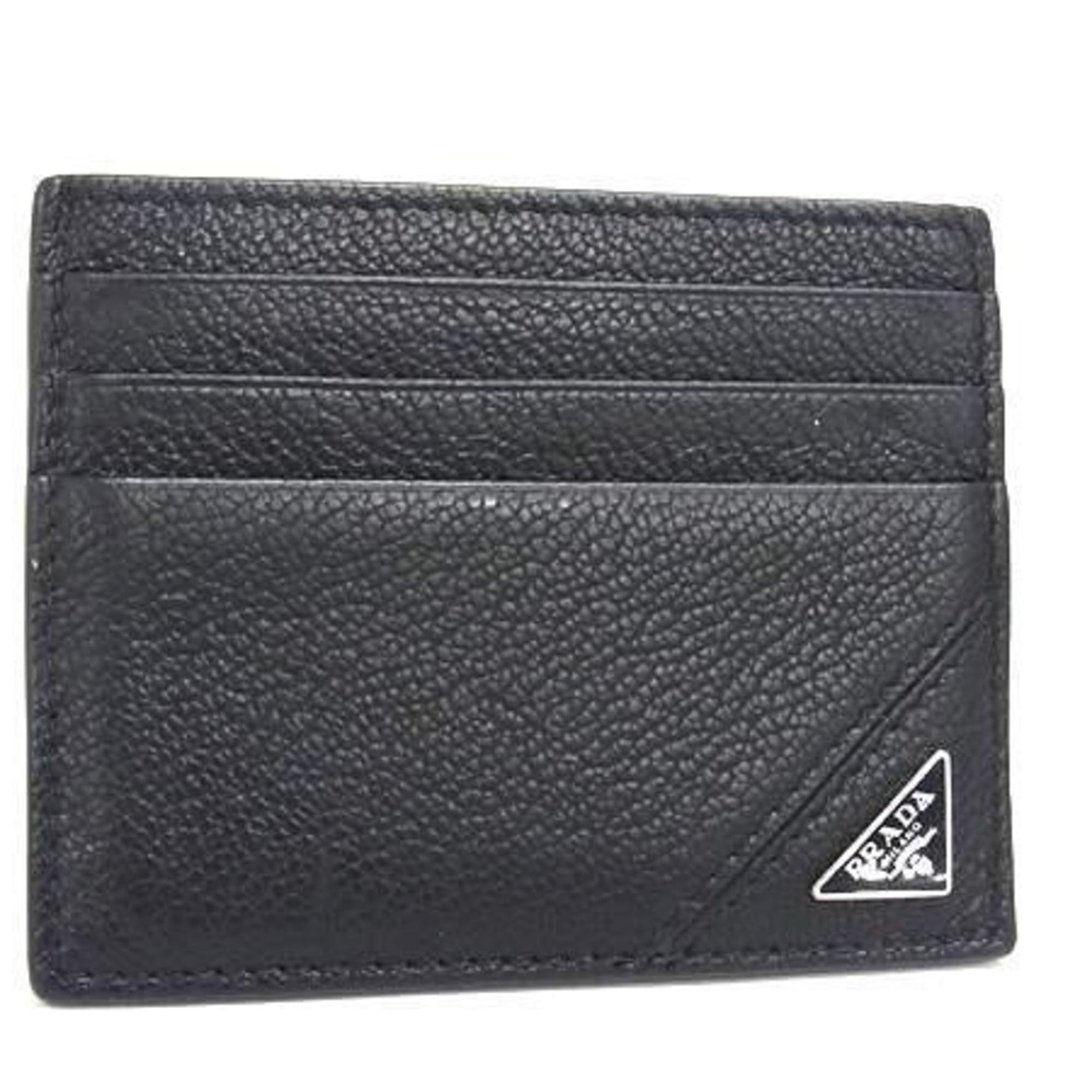 PRADA Triangle Card Case, Leather, with Triangular Plate