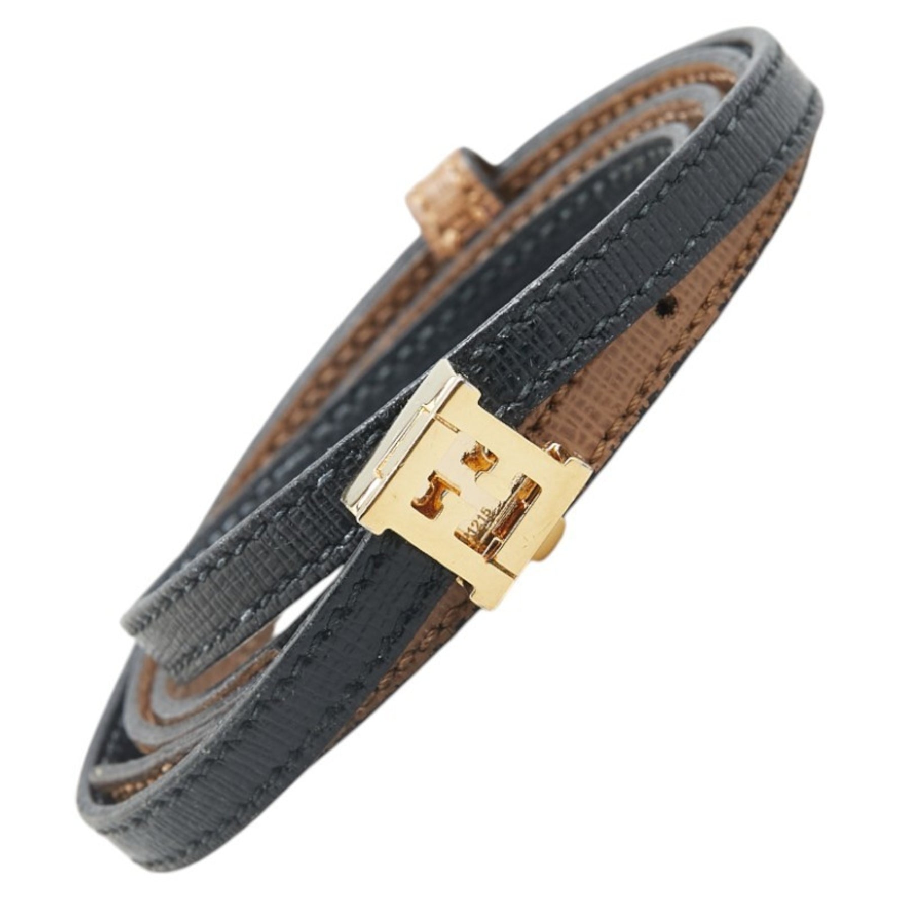 FENDI FF hardware bracelet brown black leather