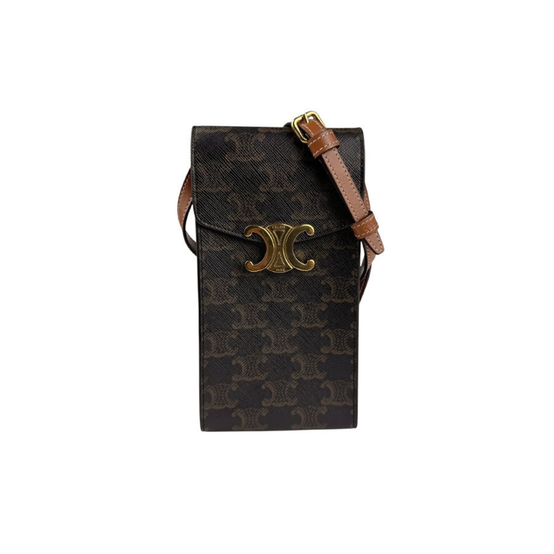 CELINE Shoulder Bag Pouch Smartphone Triomphe Coated Canvas Men's