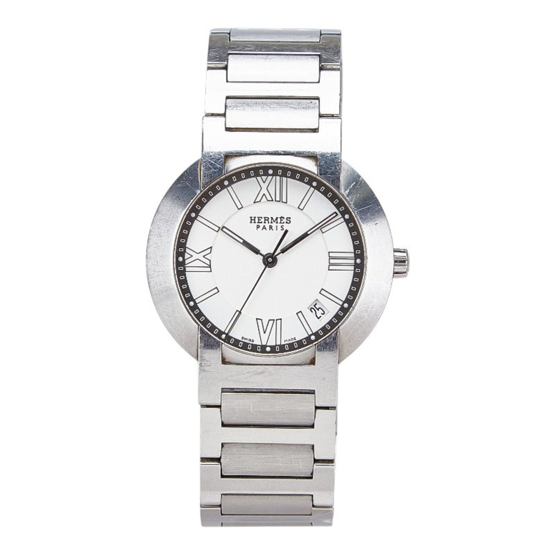 Hermes Nomade Watch Kinetic White Dial Stainless Steel