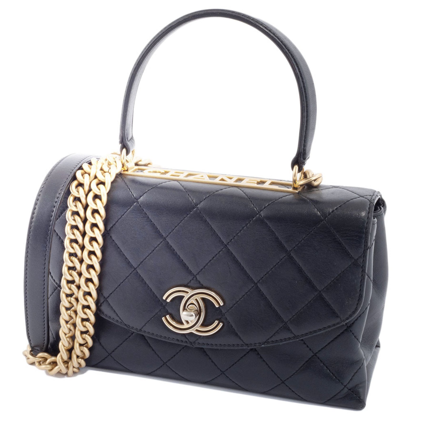 Chanel Matelasse Handbag Shoulder Bag Leather Ladies Plate