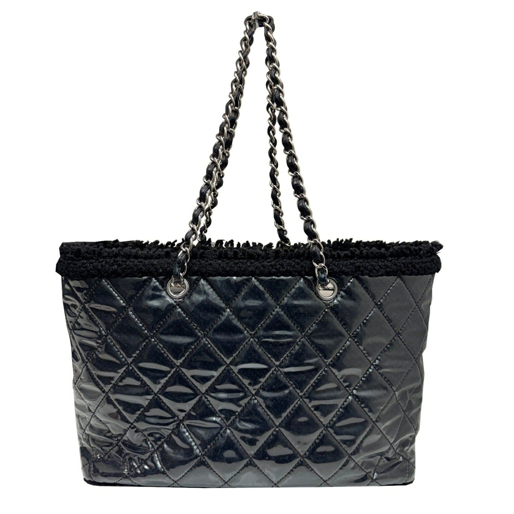 CHANEL Coco Mark Patent Toilette Fanny Tweed Chain Tote Bag Shoulder Vinyl 7156 W 13 Series Boa