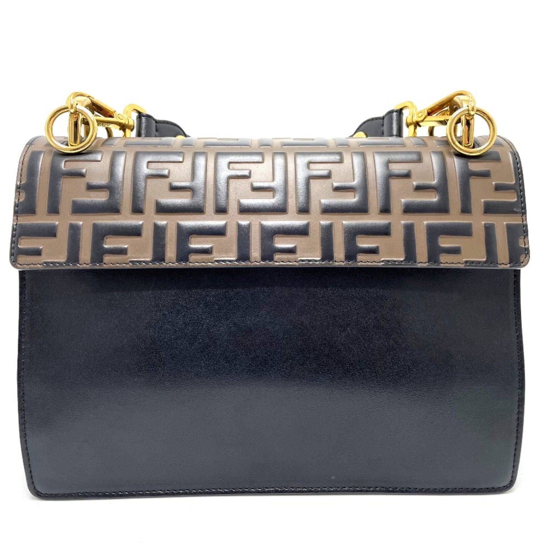 Fendi FF Zucca Shoulder Bag Hand Bag x Black
