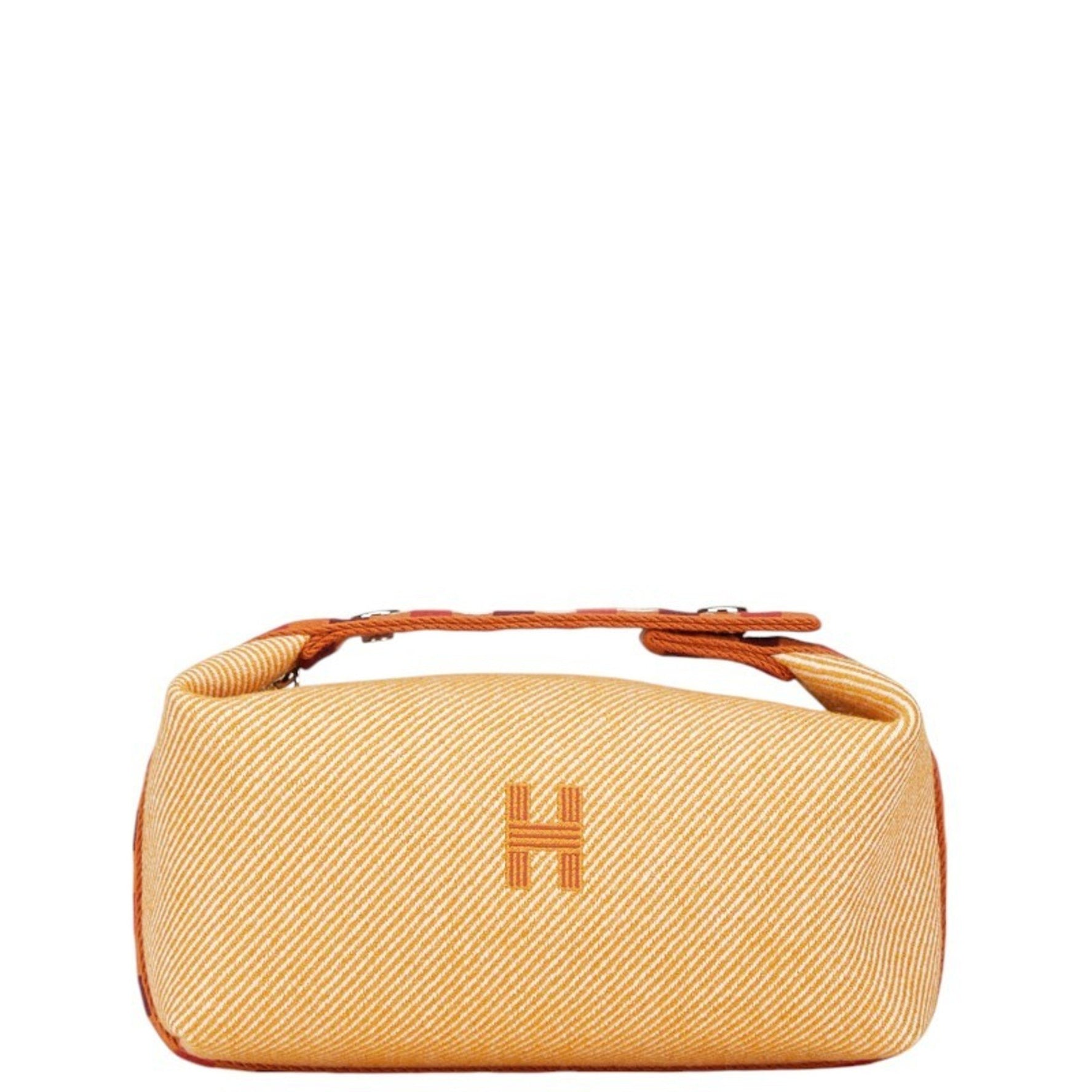 Hermes BRIDE A Black PM Pouch Mini Handbag Fauve Wool Cotton