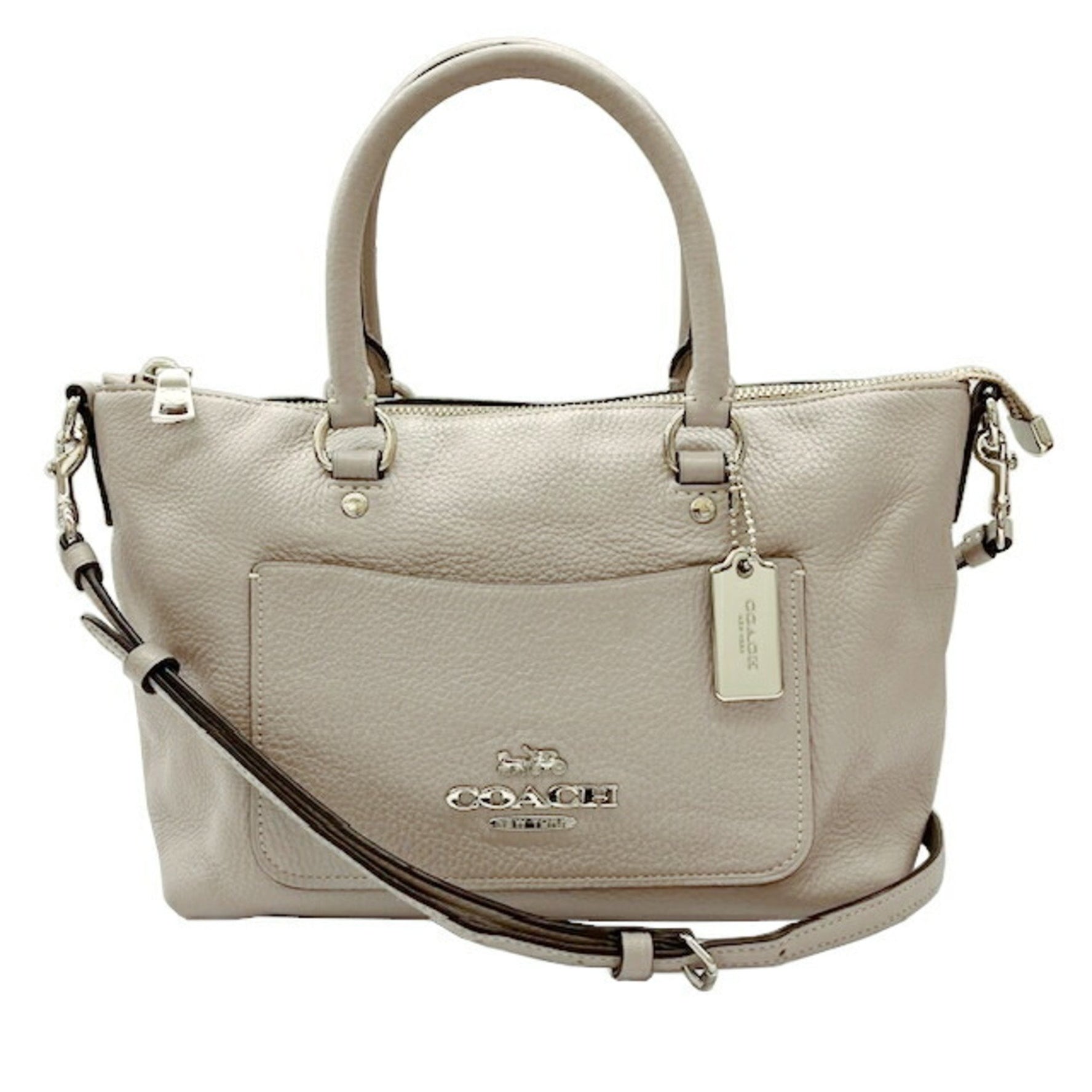 COACH Mini Emma Satchel Bag Grey Leather Handbag Shoulder