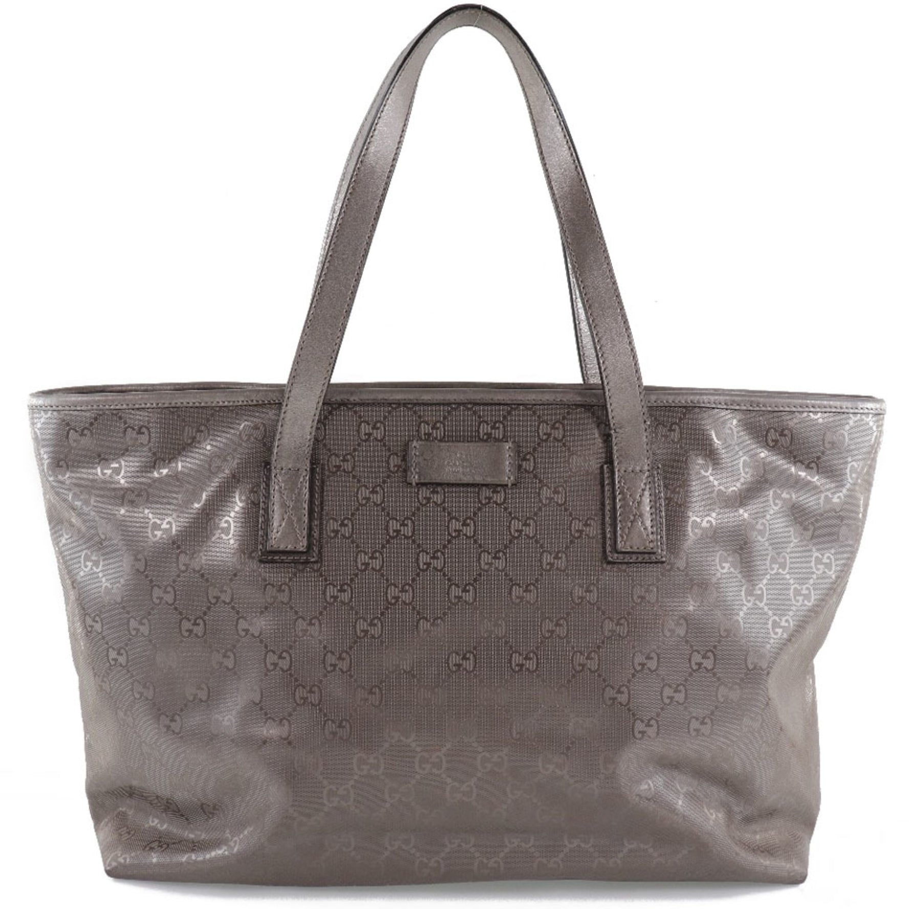 GUCCI Tote GG Imprime PVC Coated Canvas Silver Ladies Bag