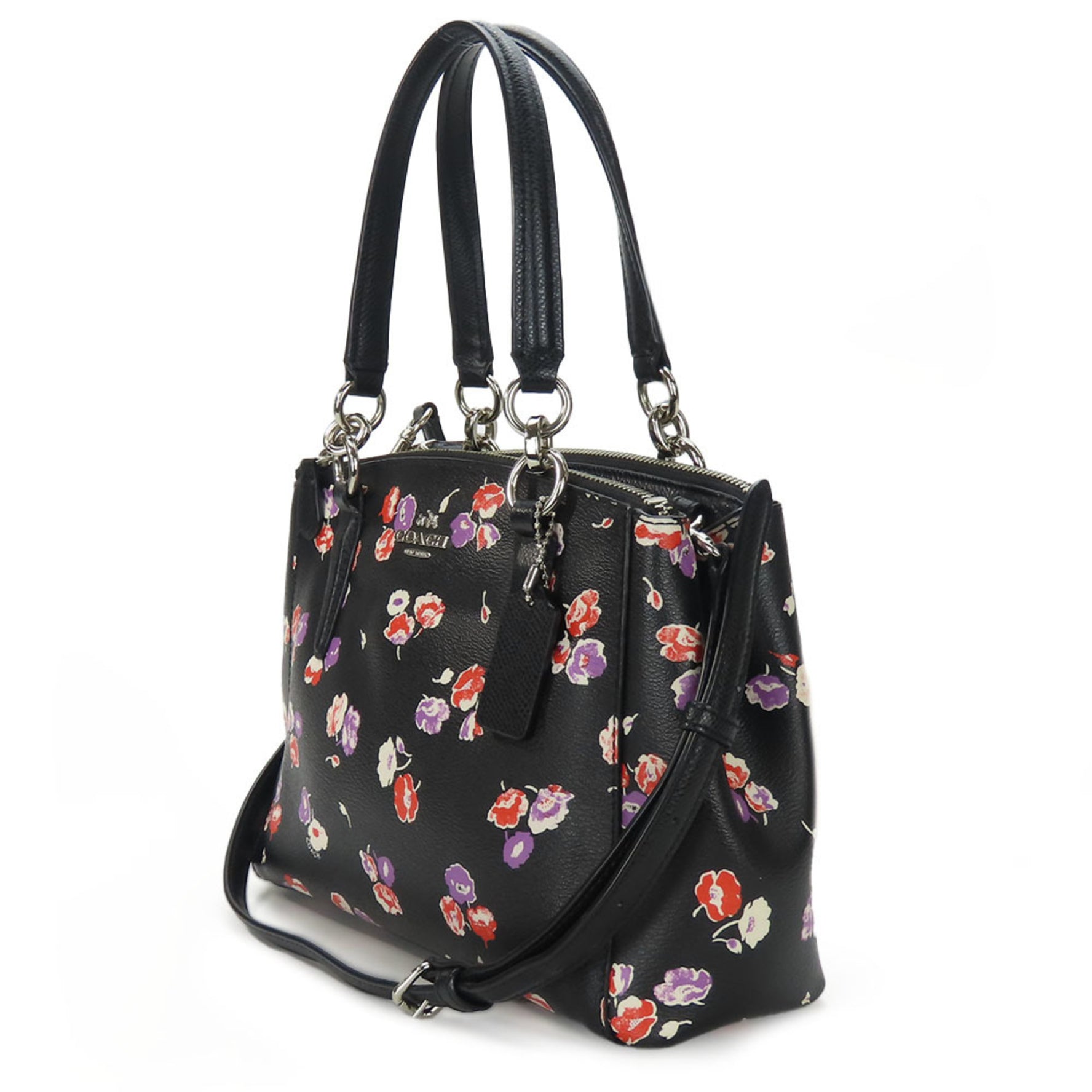 Coach Handbag Flower Leather Shoulder Bag