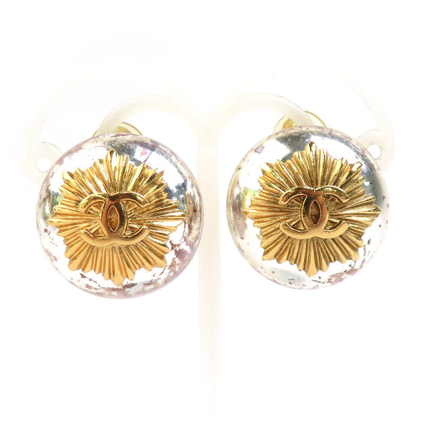 CHANEL Earrings, Metal, Silver and Gold