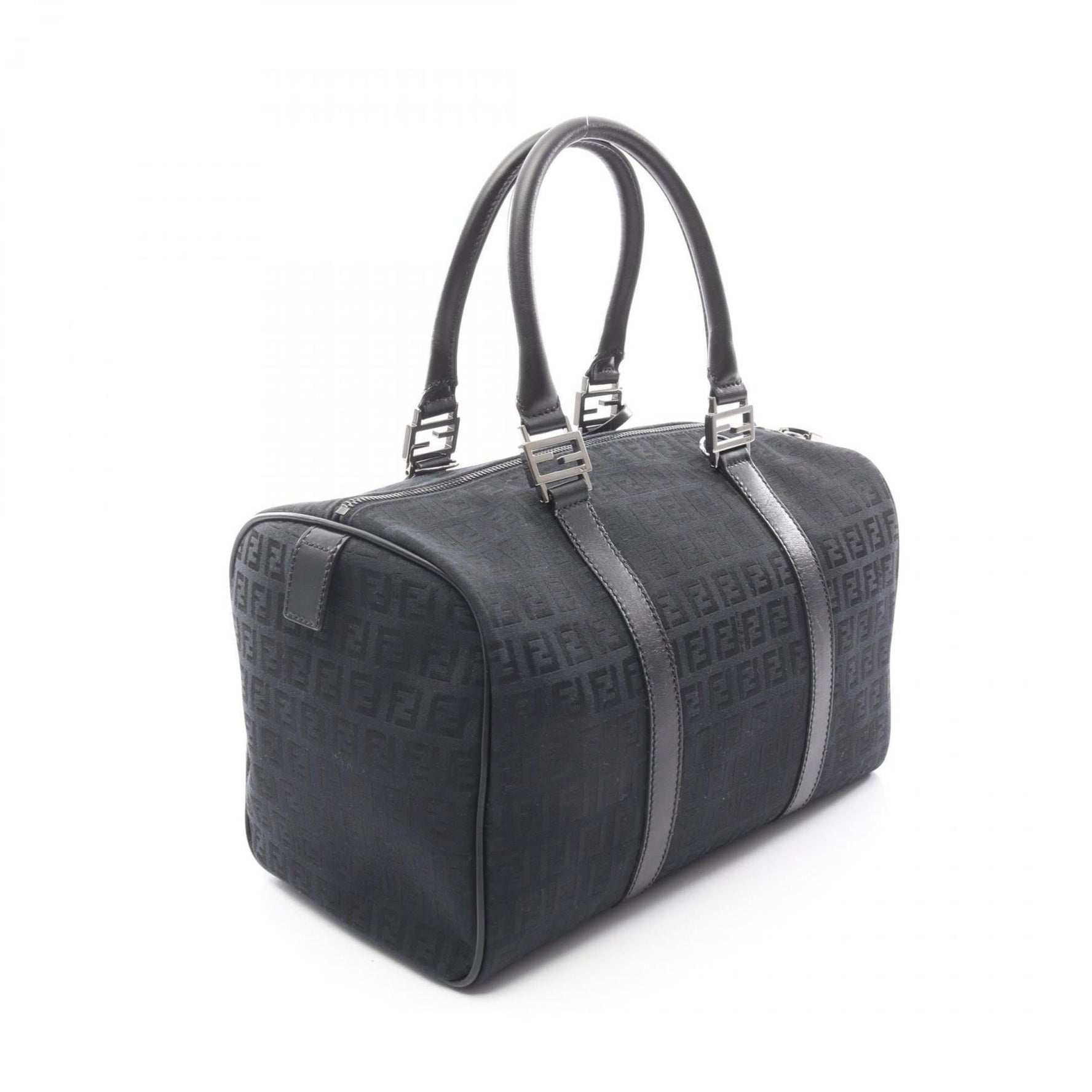 Fendi Zucchino handbag, canvas and leather, navy black