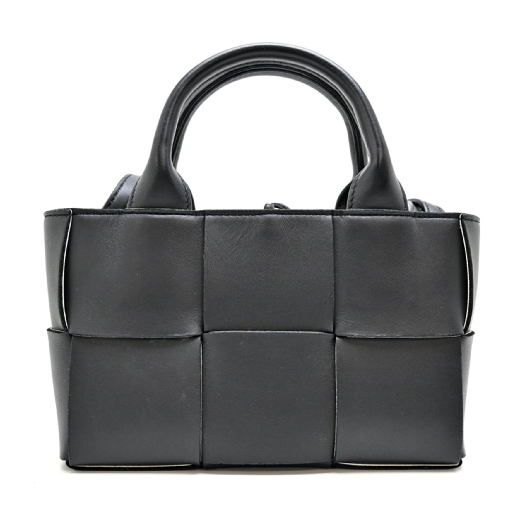 Bottega Veneta Candy Arco Tote Bag in Lamb Leather, Noir/White