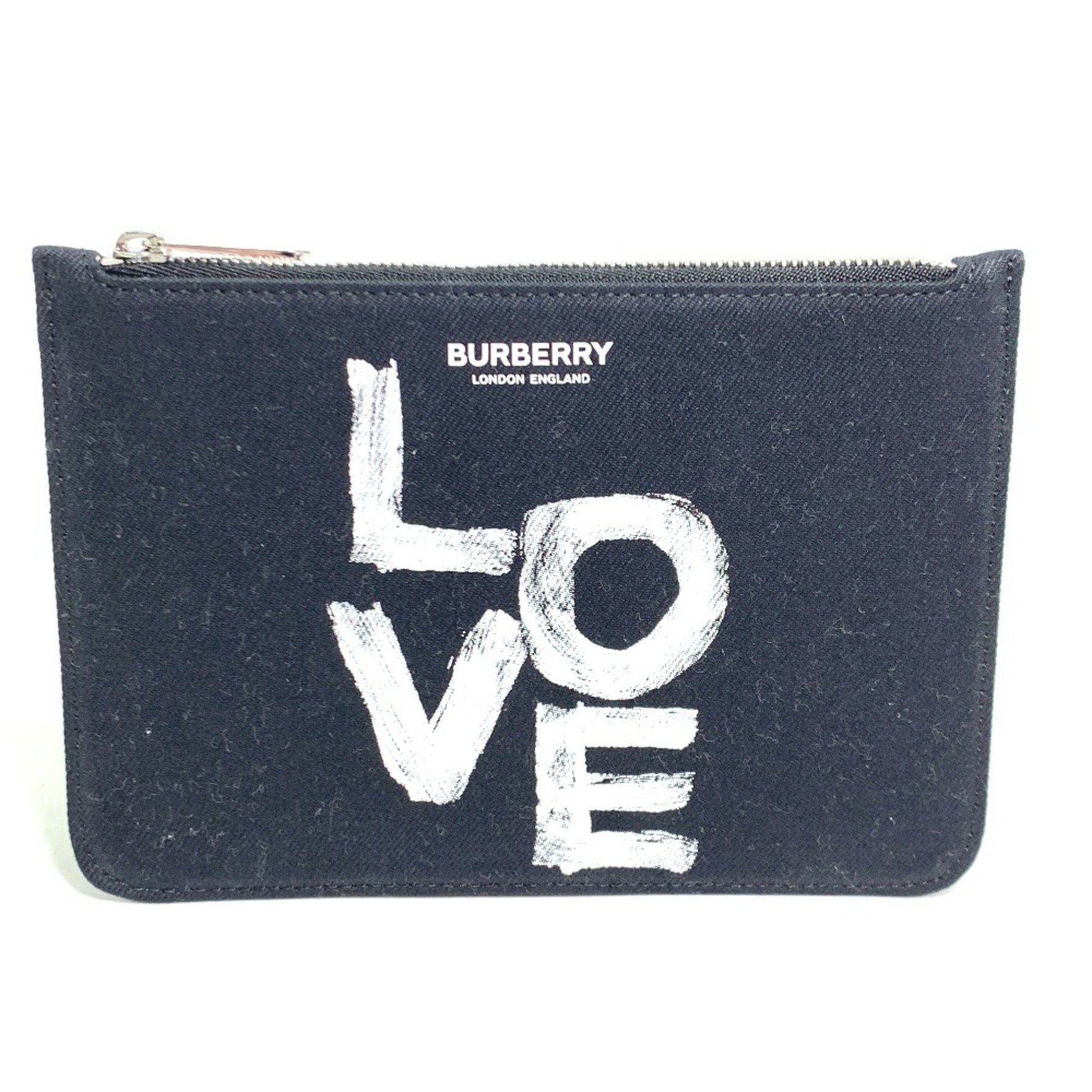 BURBERRY LOVE Wallet/Coin Case Clutch Bag Pouch Canvas Black