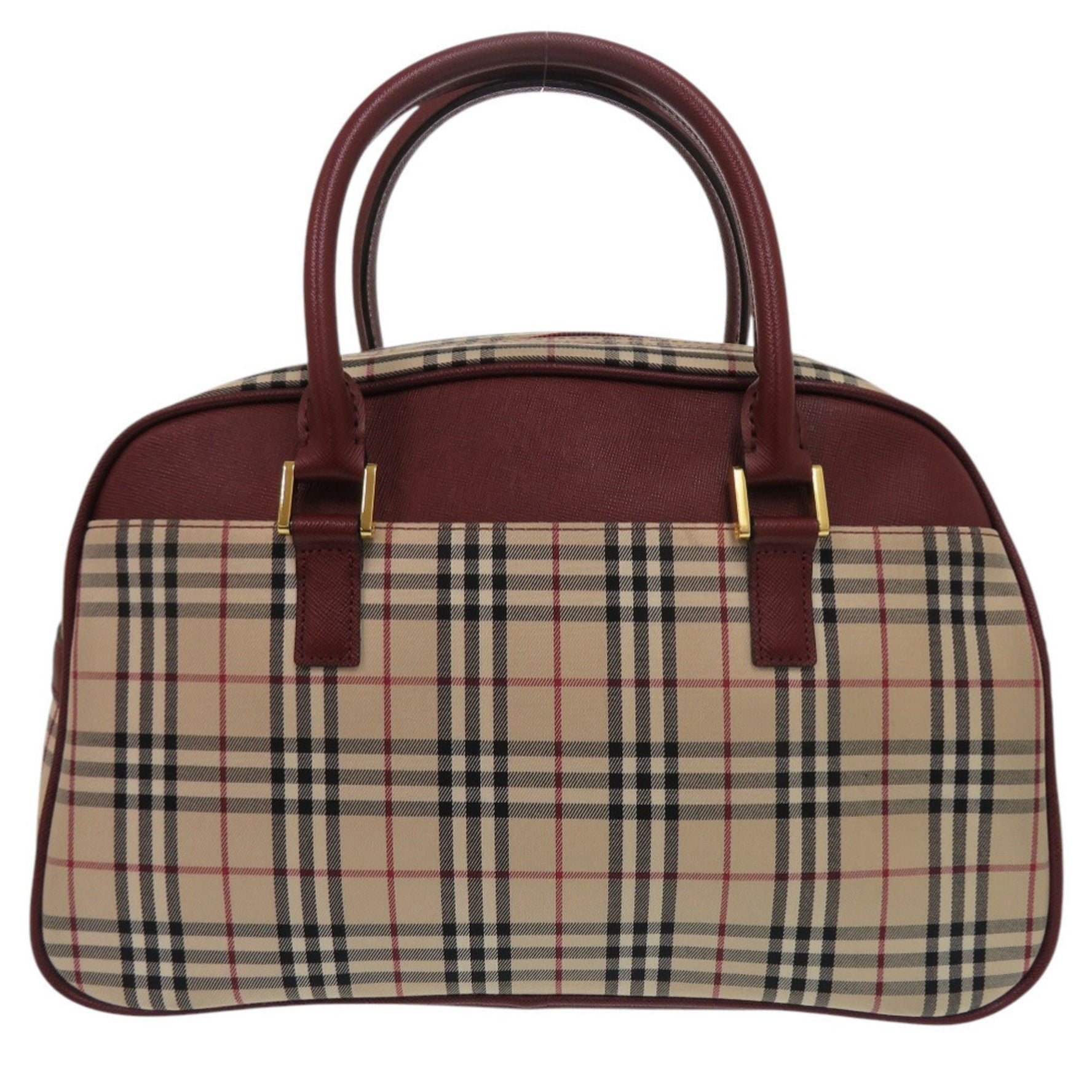 Burberry Nova Check Leather/Canvas Beige Boston Bag 1300