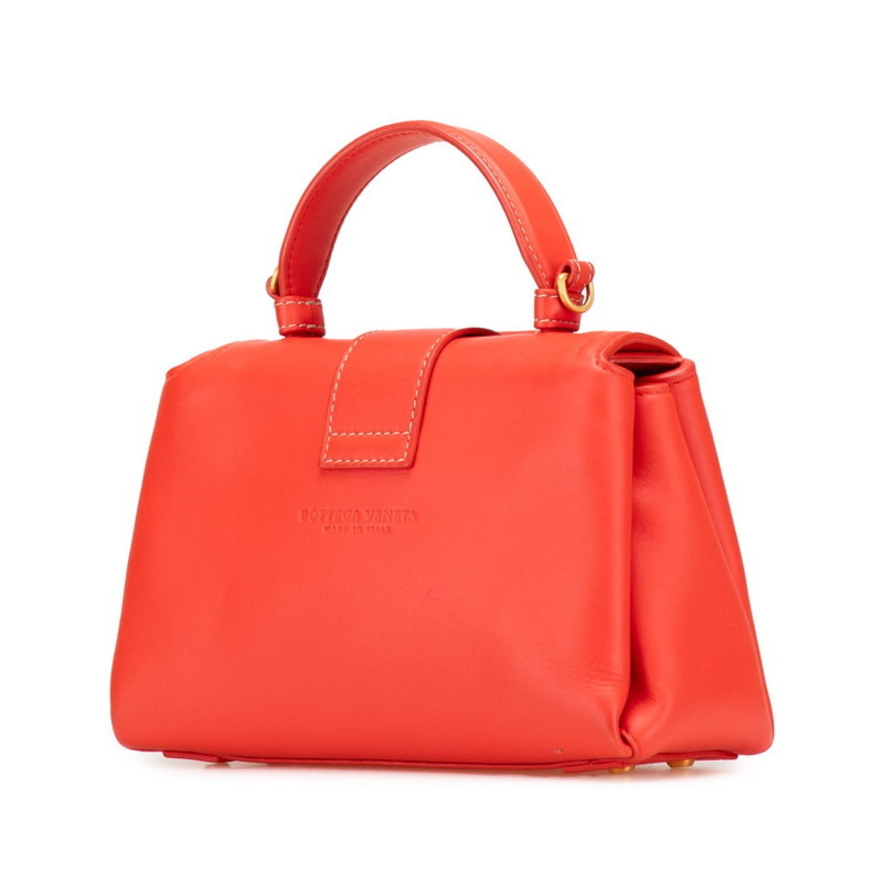 Bottega Veneta Intrecciato Piazza Small Handbag/Shoulder Bag, Red and Orange Leather