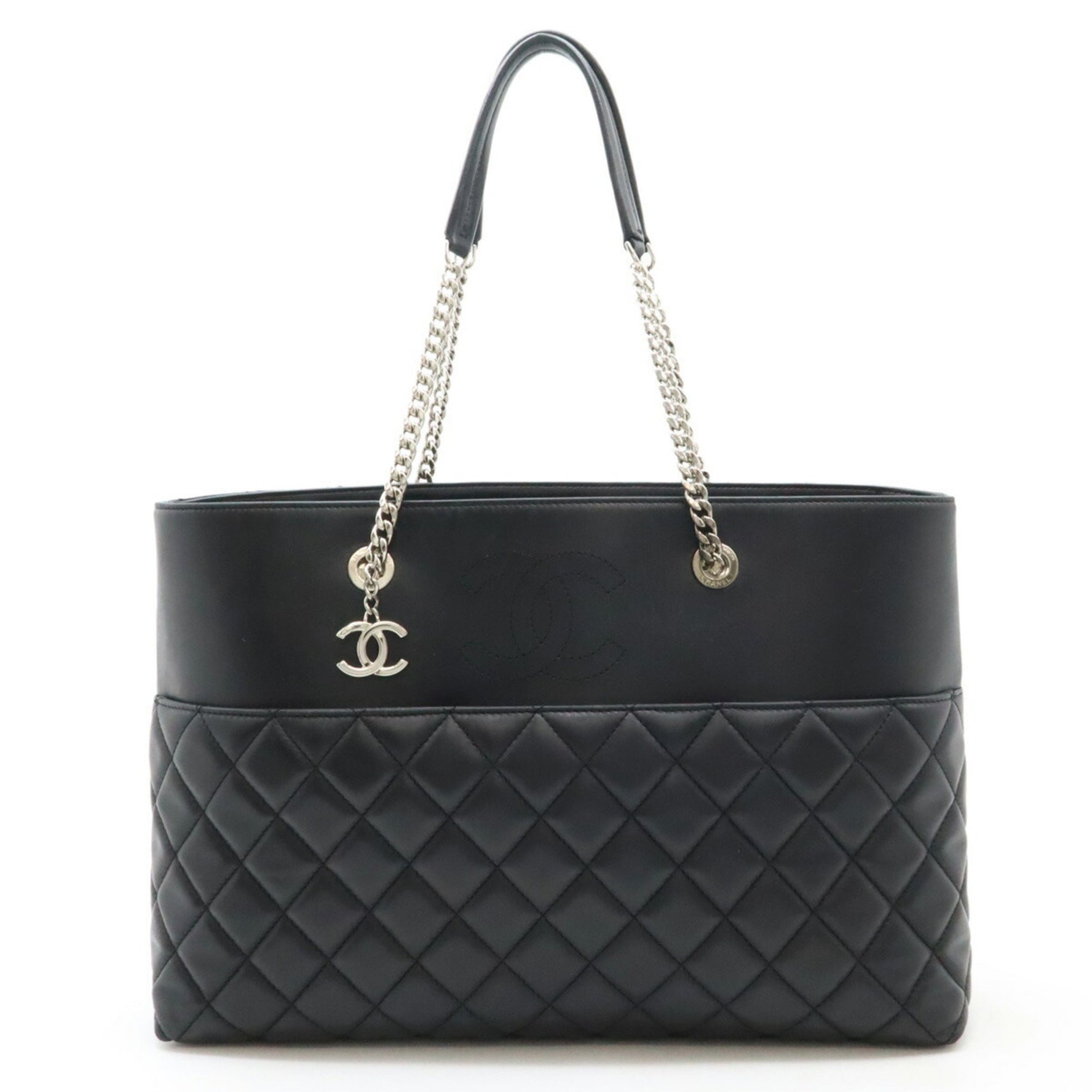 CHANEL Matelasse Coco Mark Tote Bag Chain Shoulder Lambskin Leather