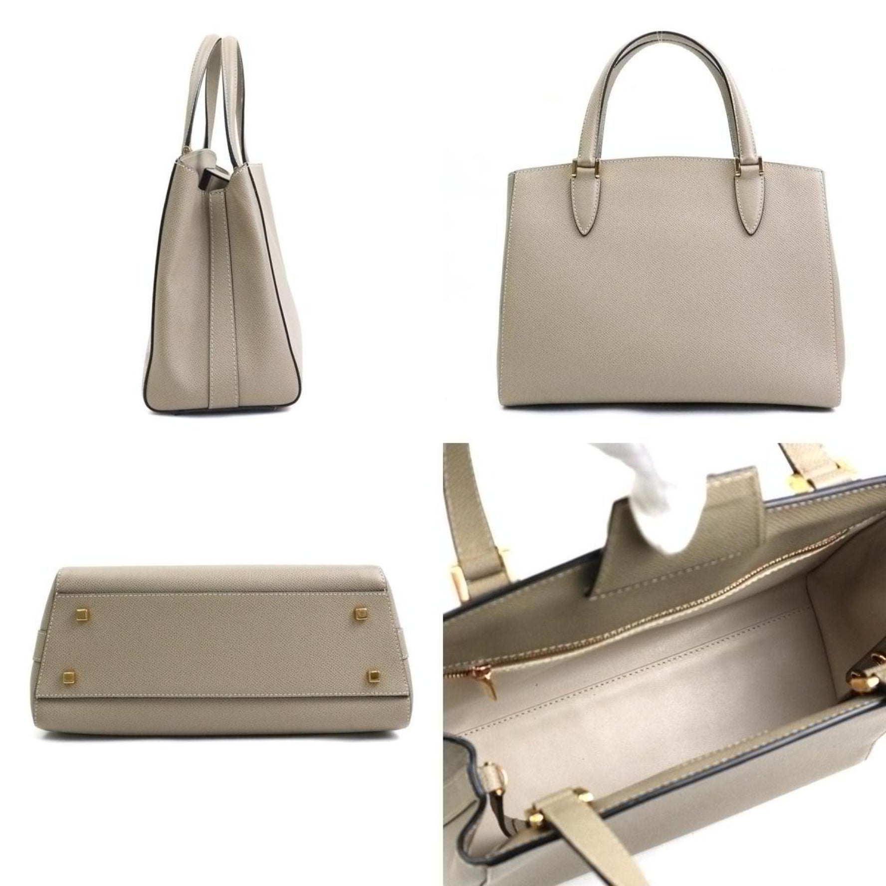 Valextra Handbag Shoulder Bag Triennale Leather Greige Women's 90076a