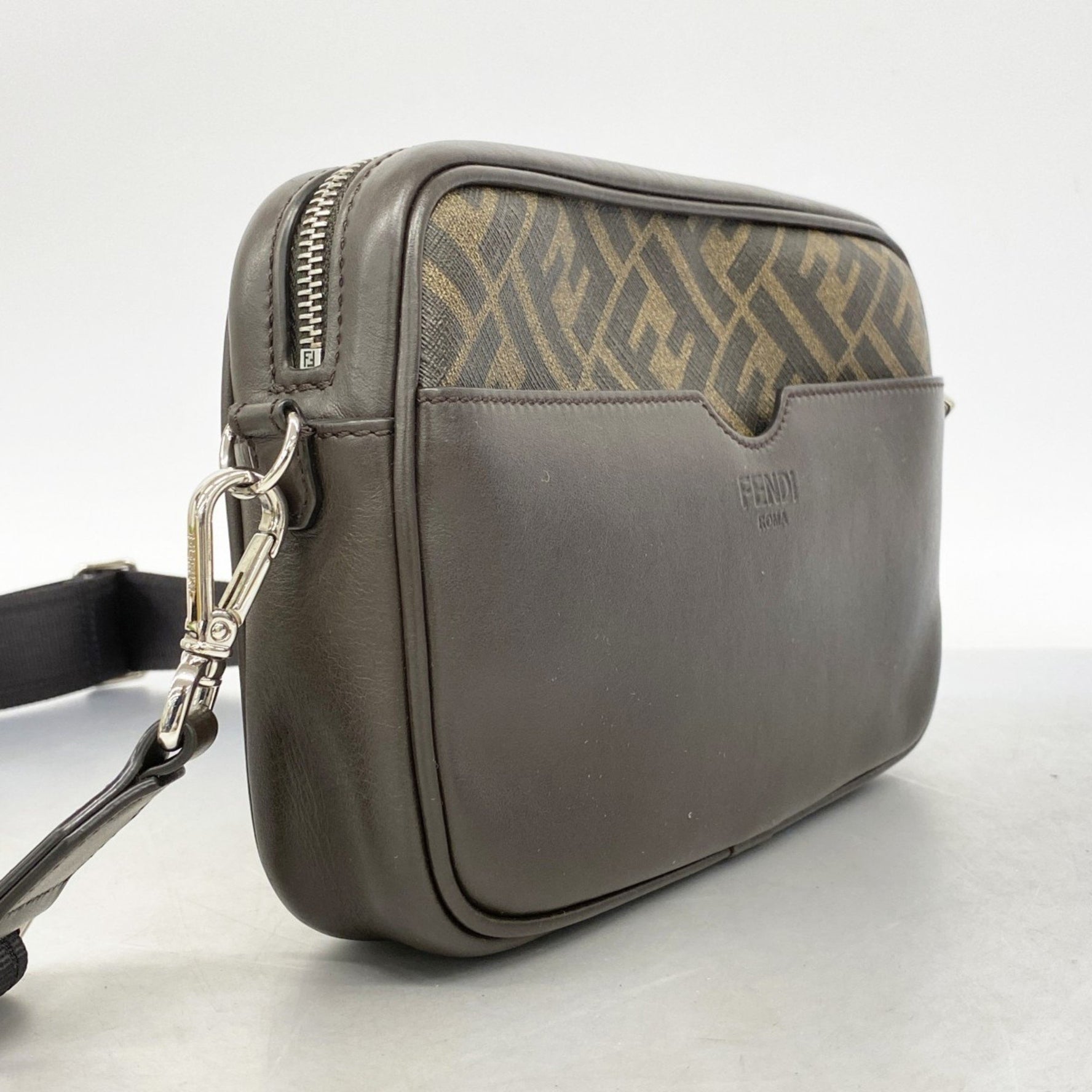 Fendi Zucca Shoulder Bag Brown Yellow