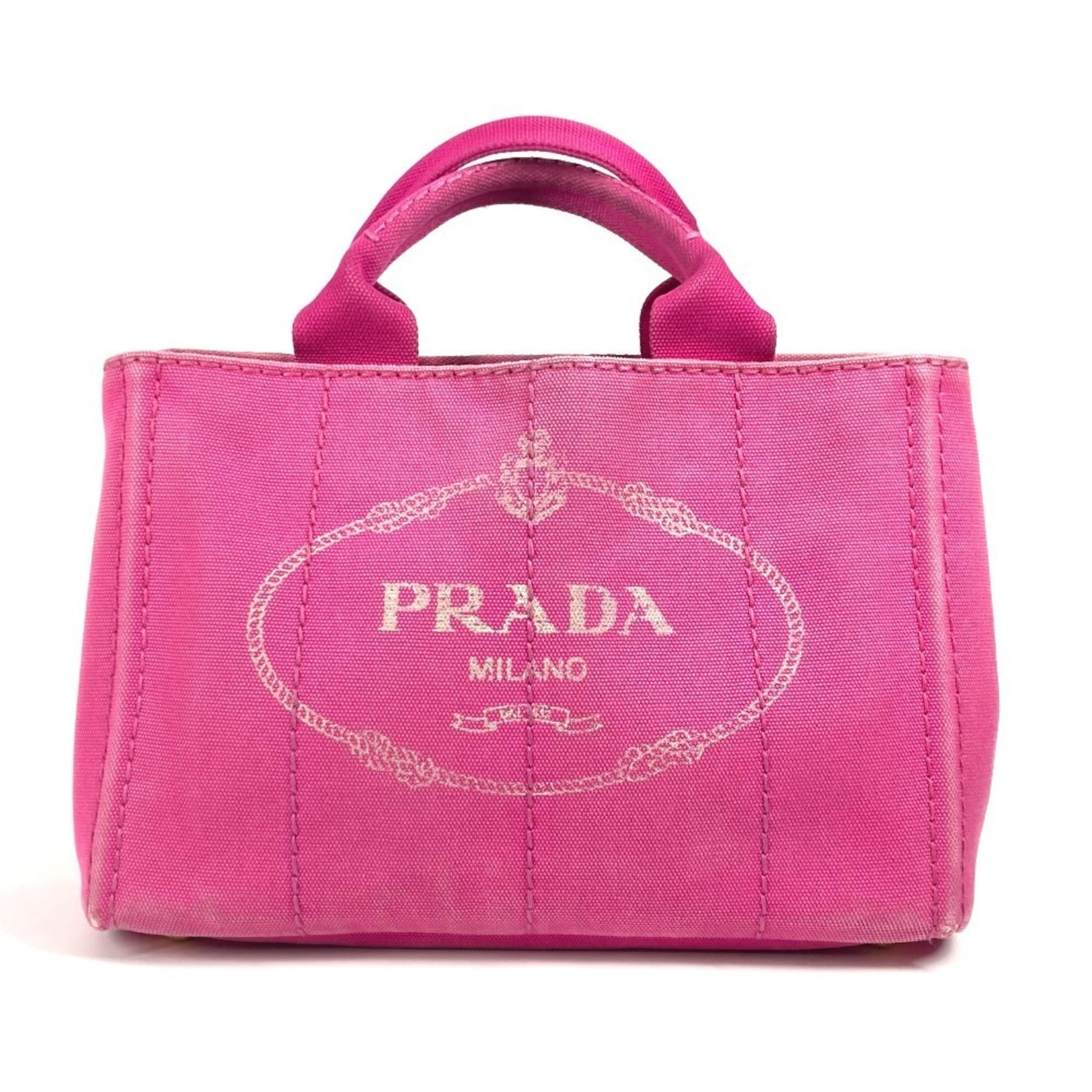 PRADA Canapa Logo Tote Bag Handbag Canvas Pink