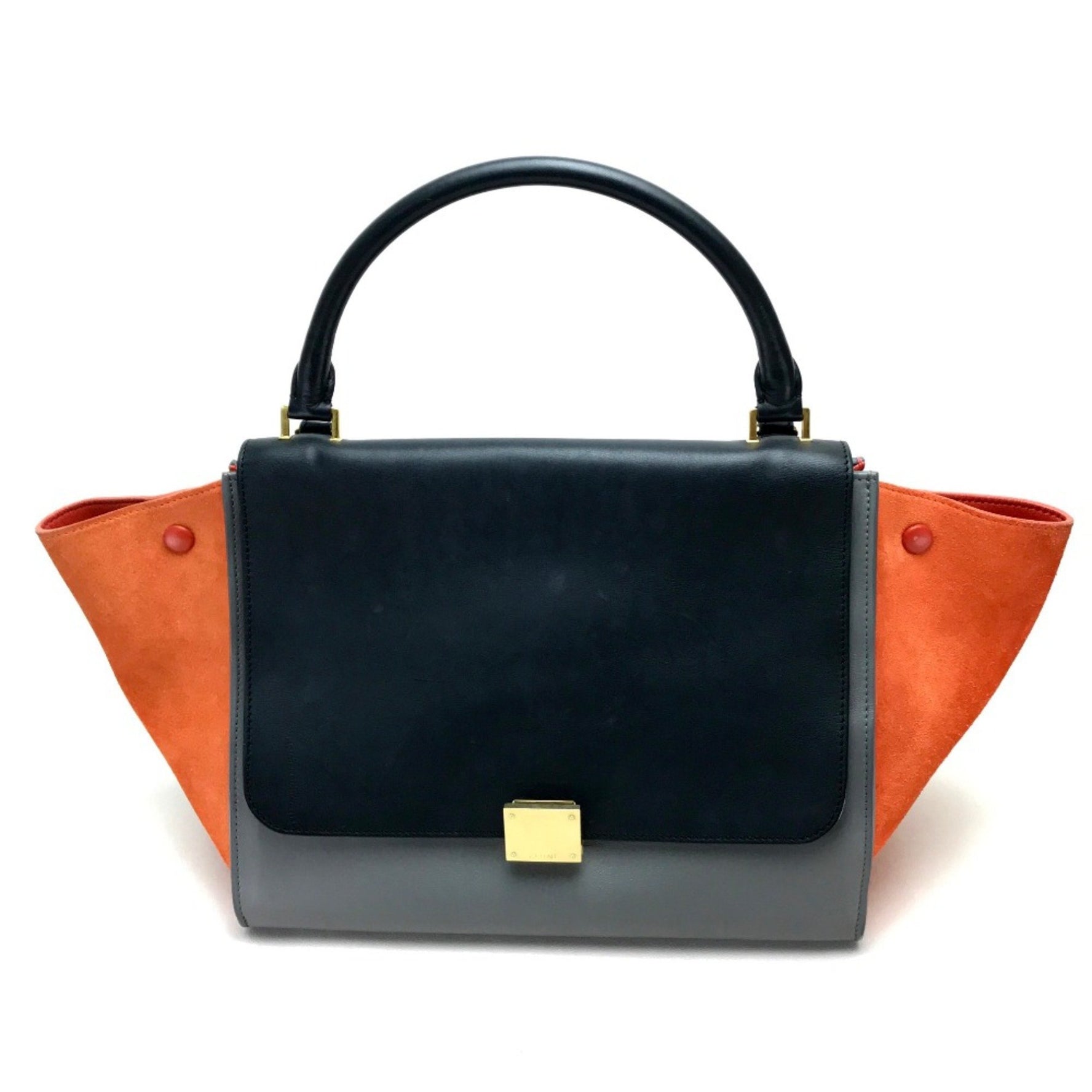 CELINE bag trapeze Shoulder Bag Gray x x Orange