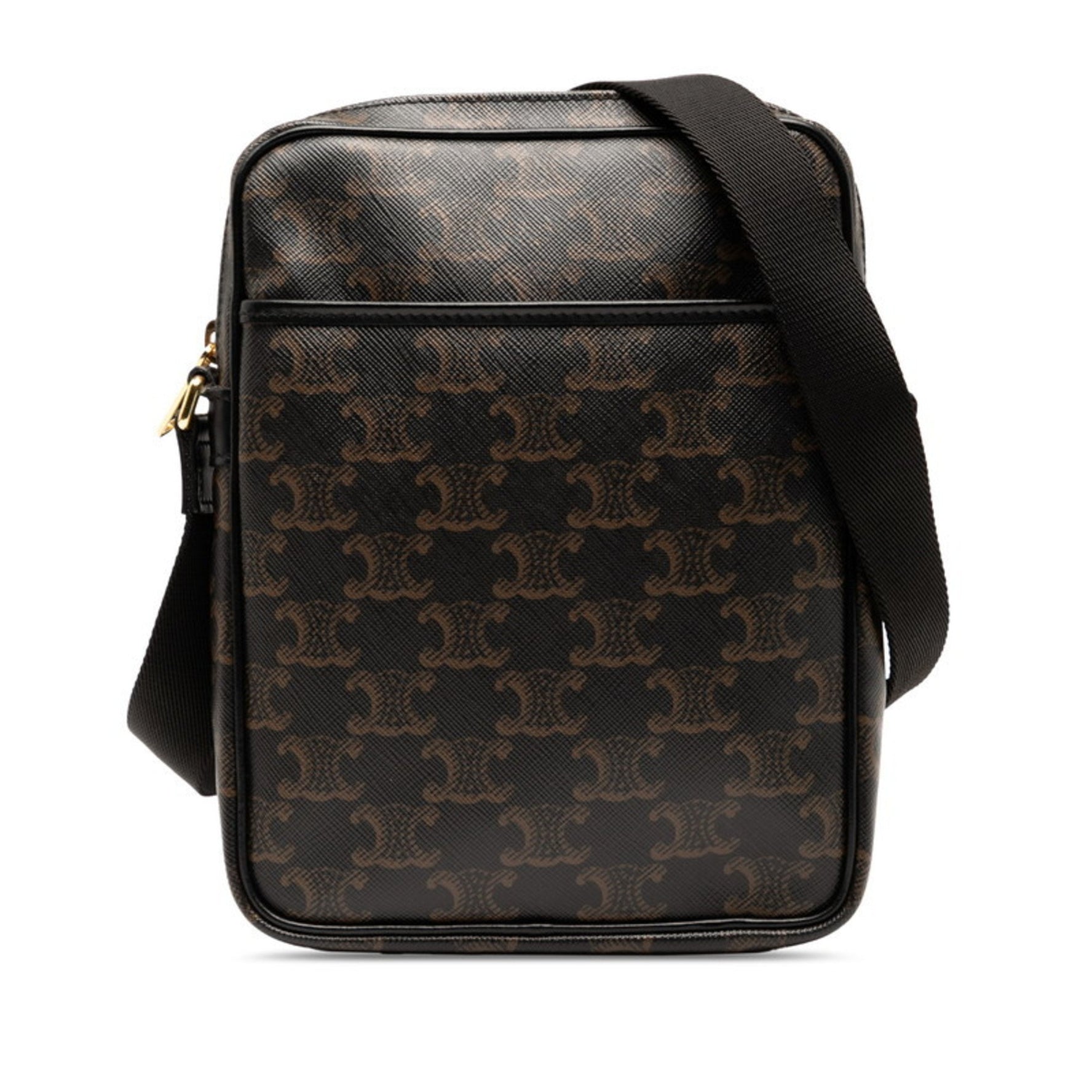 Celine Triomphe Crossbody Shoulder Bag in Brown and Black Leather