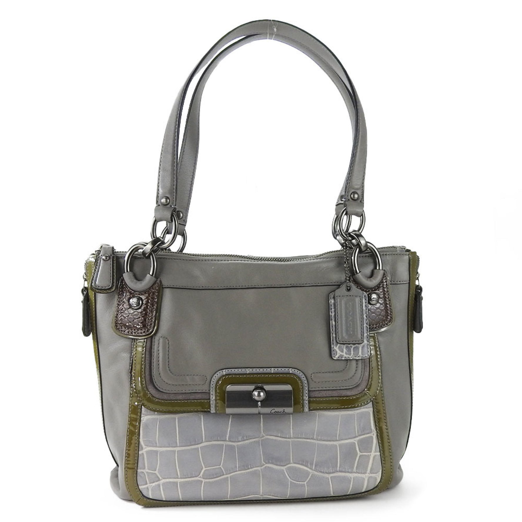 Coach tote bag leather enamel embossed ladies