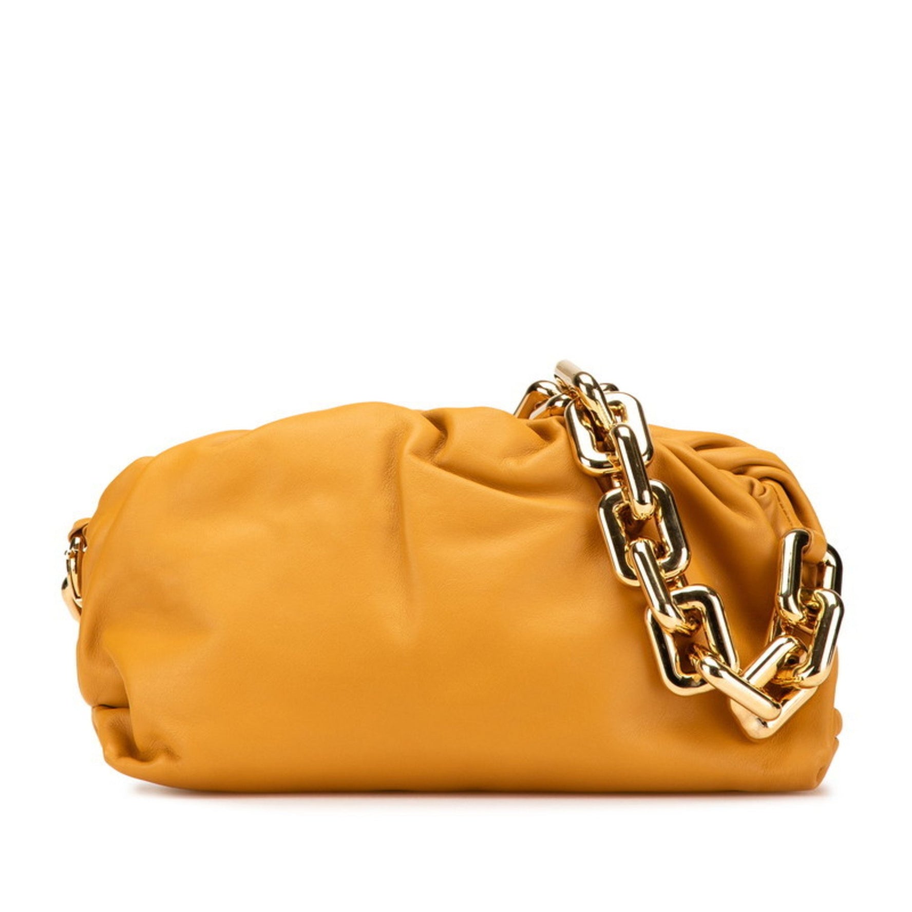 Bottega Veneta The Pouch Chain Shoulder Bag in Camel and Brown Leather