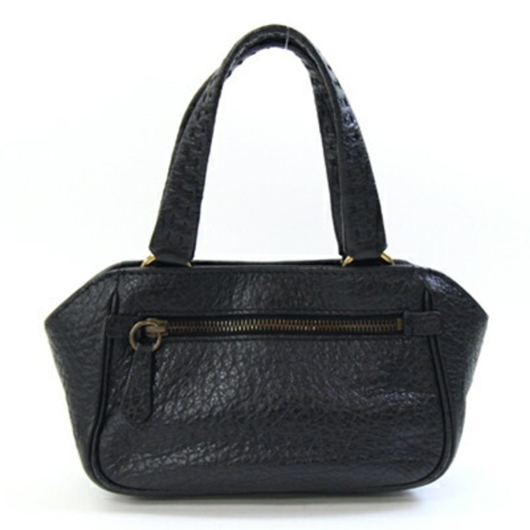 Prada Handbag Black Green Leather Stitch Bicolor