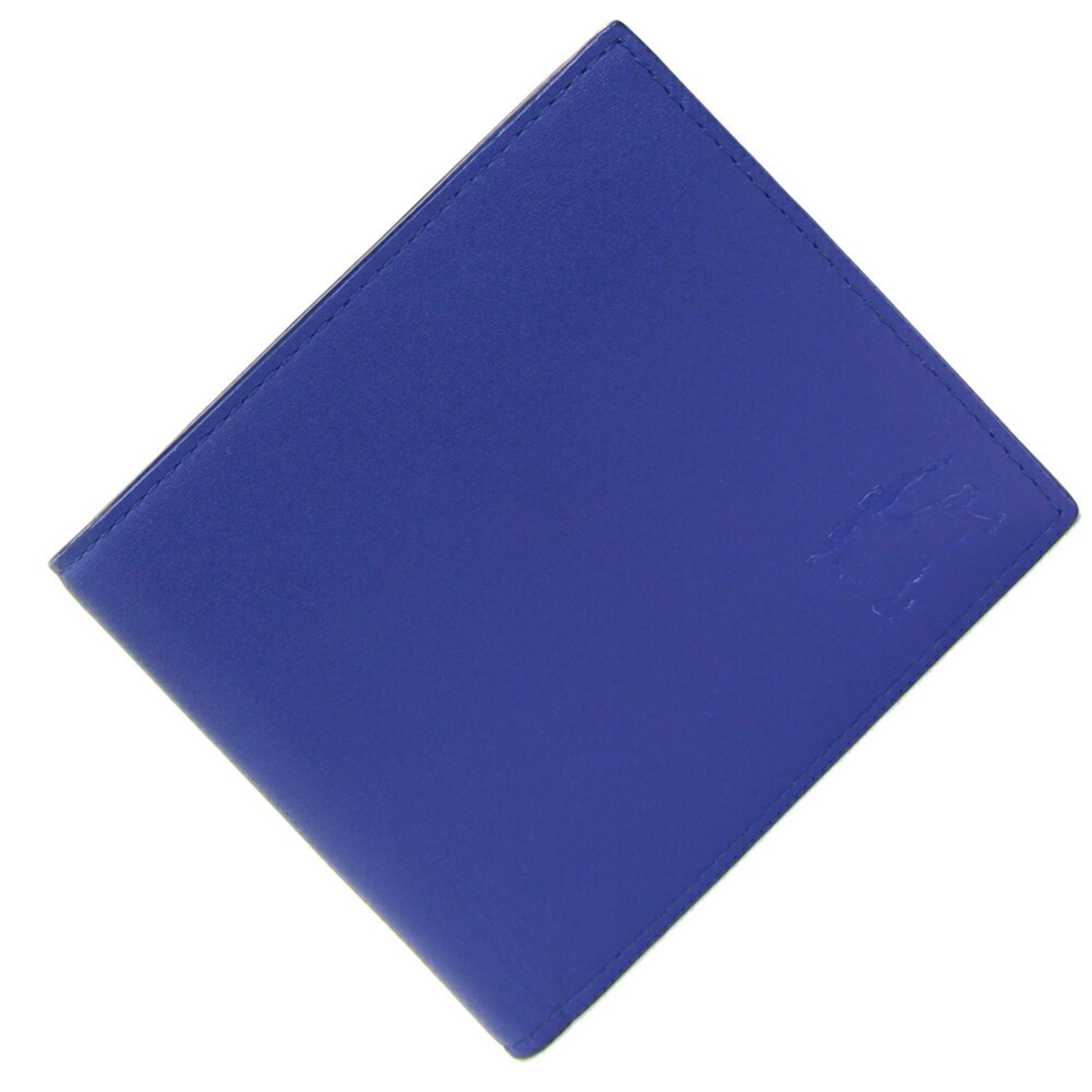 Burberry Bi-fold Wallet Blue Leather Compact