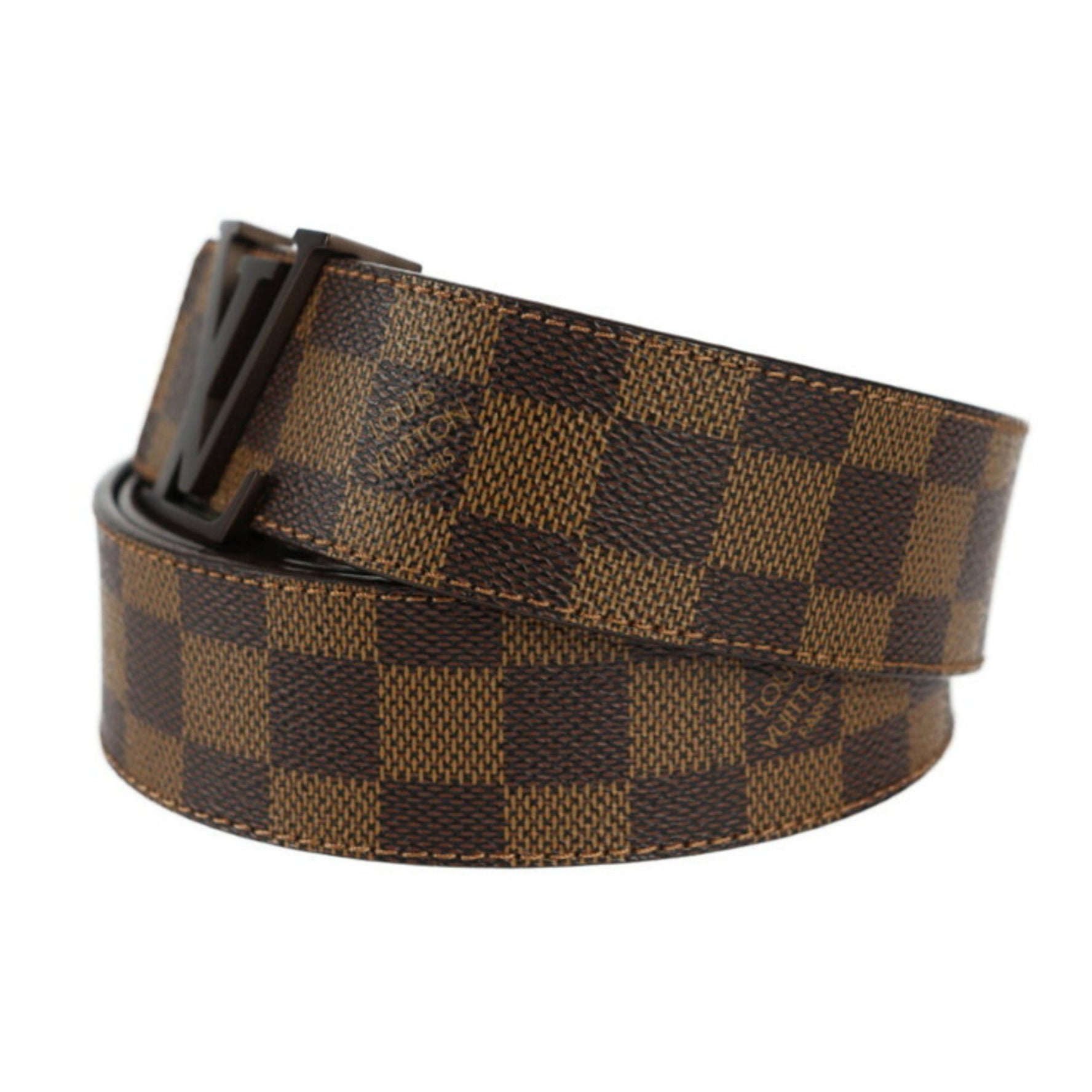 Louis Vuitton Santur LV Initial Damier Belt Size 100 40 Leather Ebene Brown