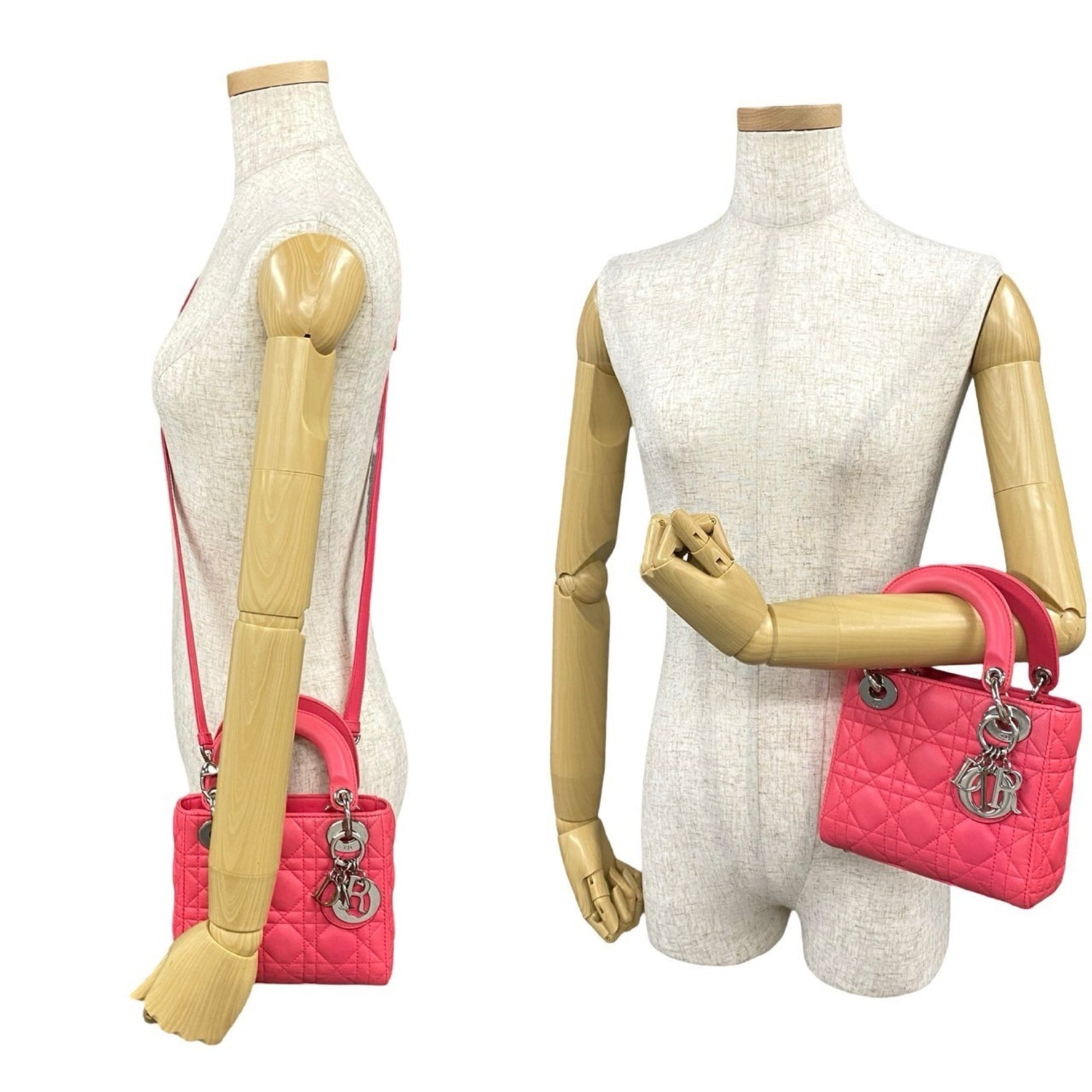 Christian Dior Lady Cannage Stitch Leather Handbag/Shoulder Bag