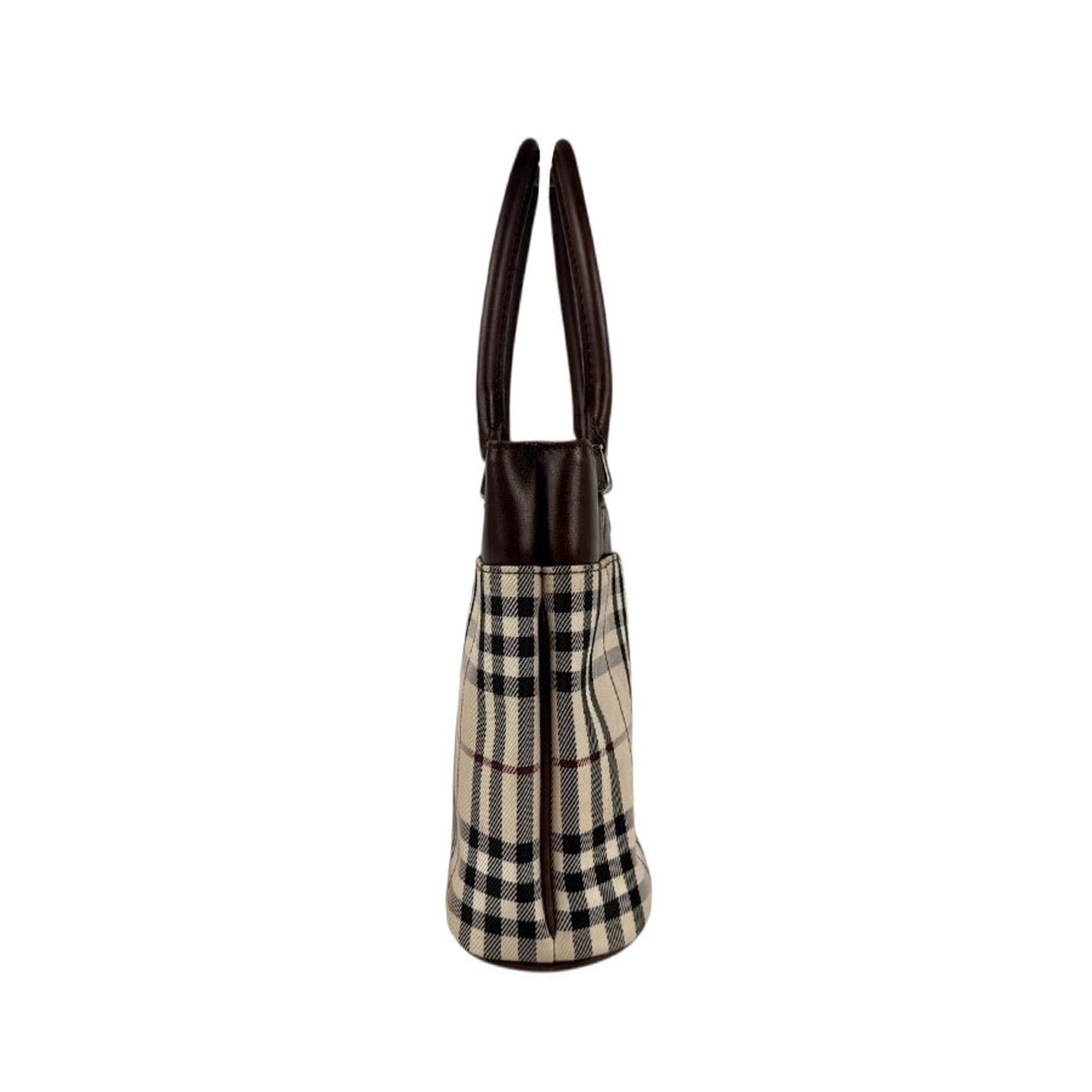 Burberry handbag nylon canvas leather beige x brown
