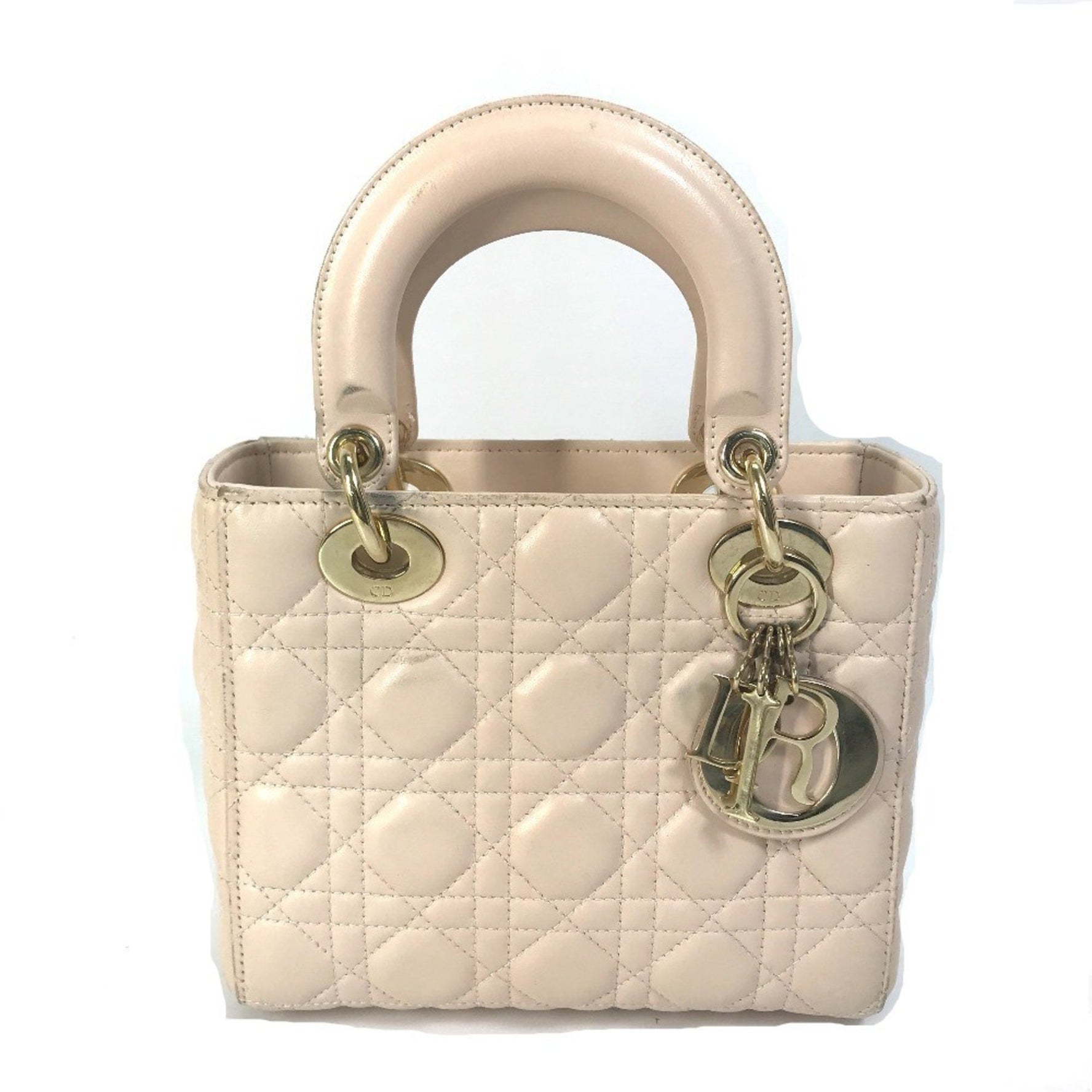 Christian Dior Dior Lady Mini Shoulder Bag, Handbag, Leather, Pink Beige