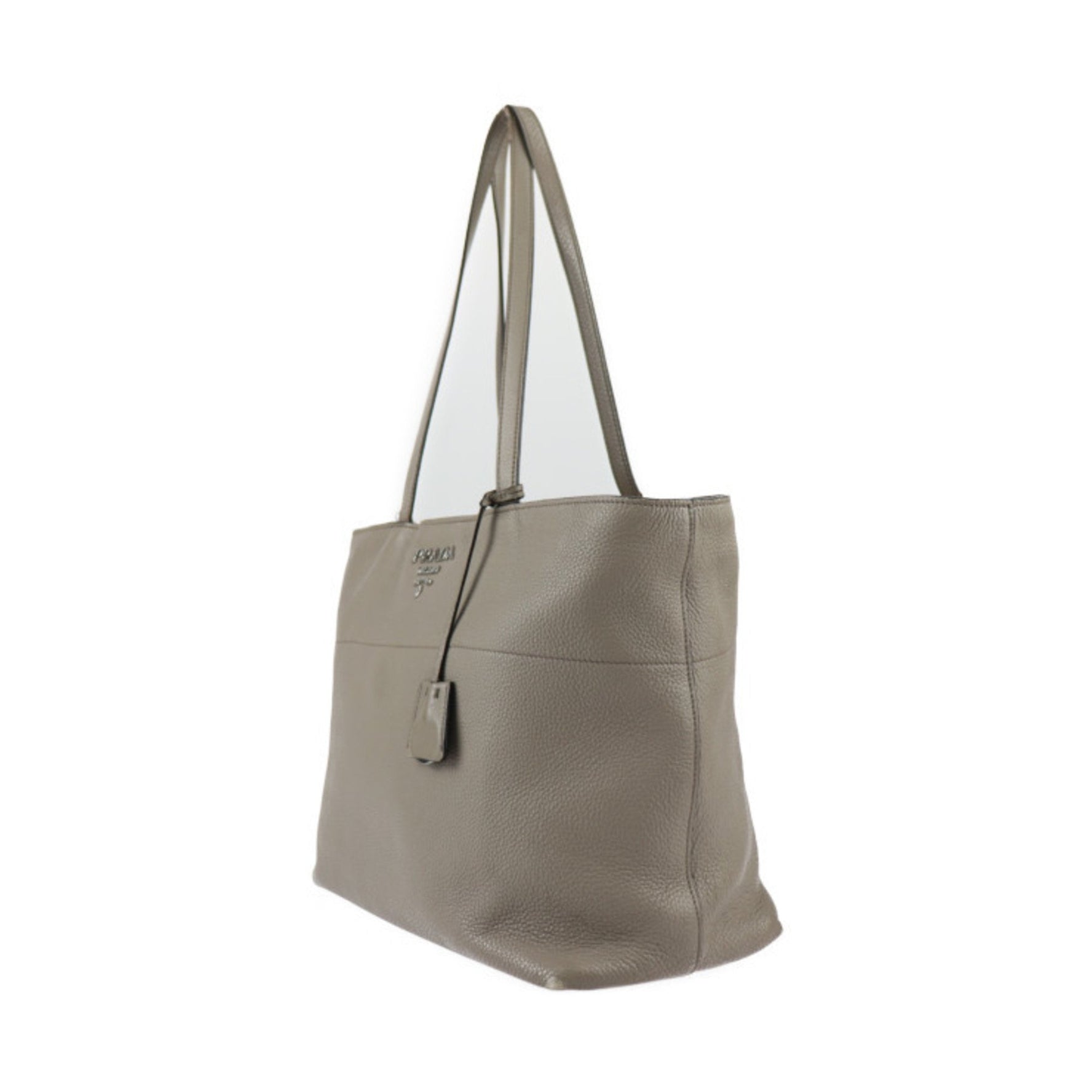 PRADA tote bag ARGILLA silver metal fittings Vitello Phoenix shoulder semi-shoulder