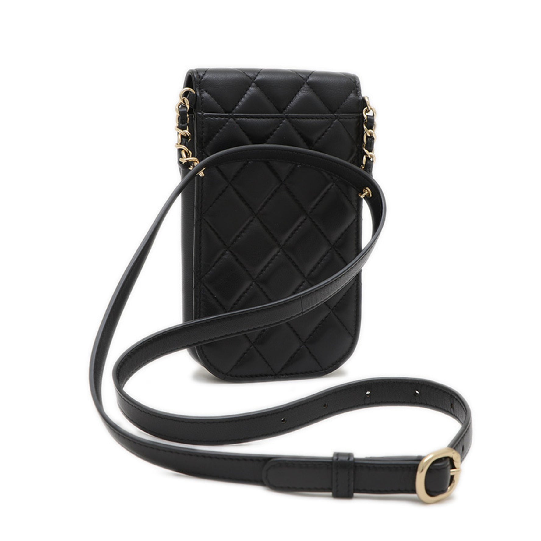 Chanel Matelasse Chain Phone Case Shoulder Bag in Lambskin with Gold Hardware