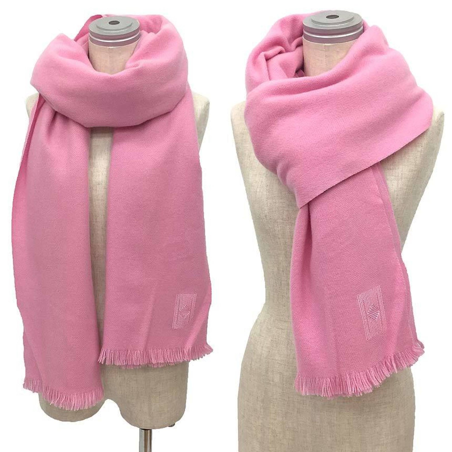 HERMES Stole Shawl 100% Cashmere H Scarf