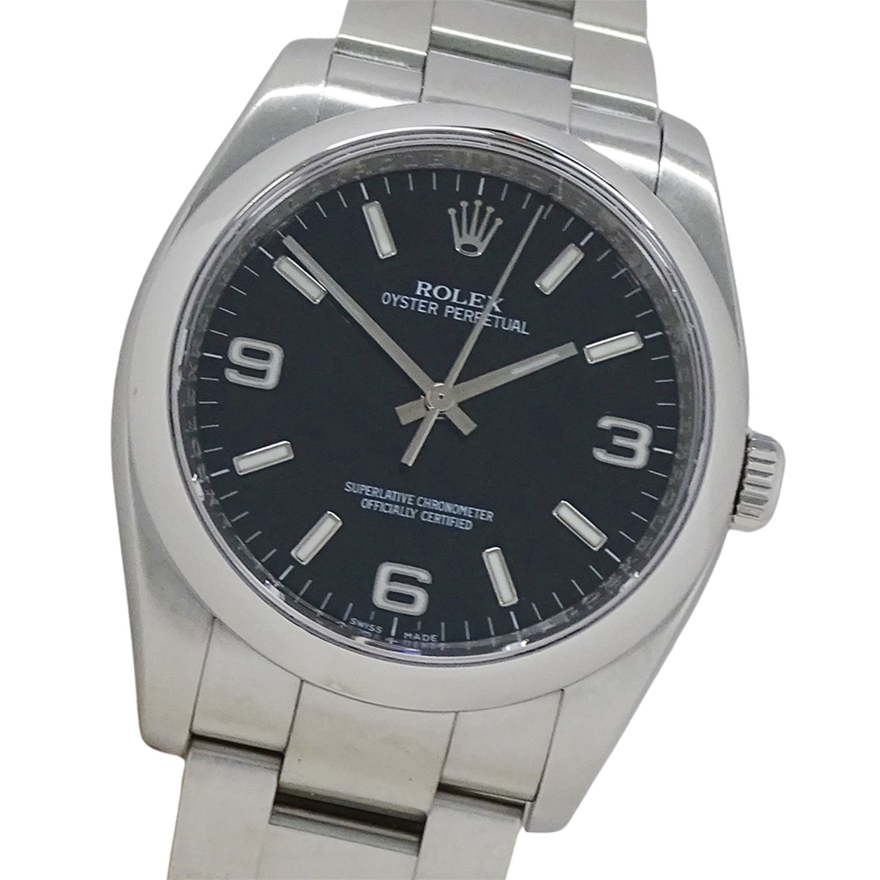 Rolex Oyster Perpetual M-number watch brand automatic winding AT stainless steel SS silver black polished